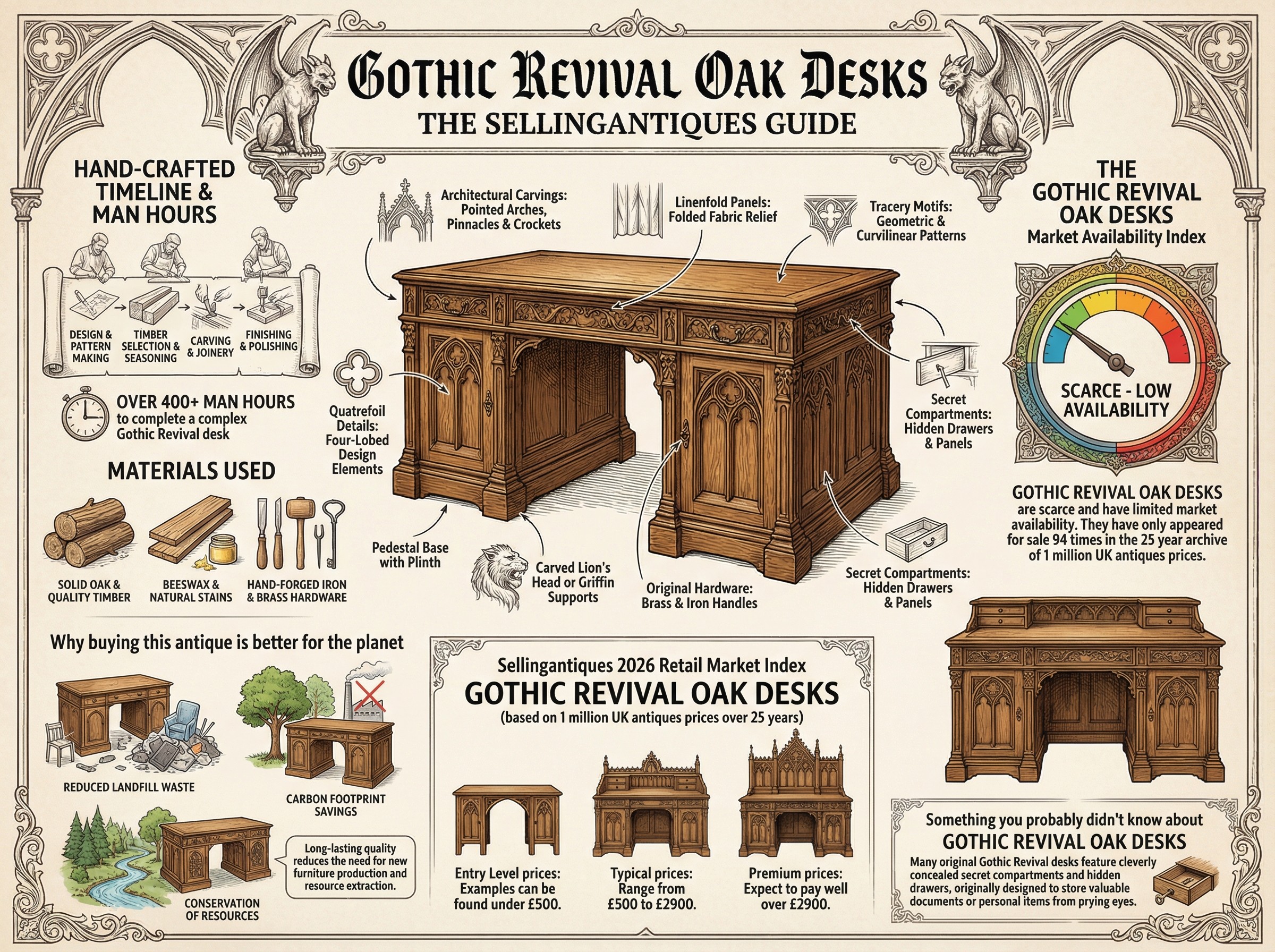 Gothic Revival Oak Desks Guide Infographic