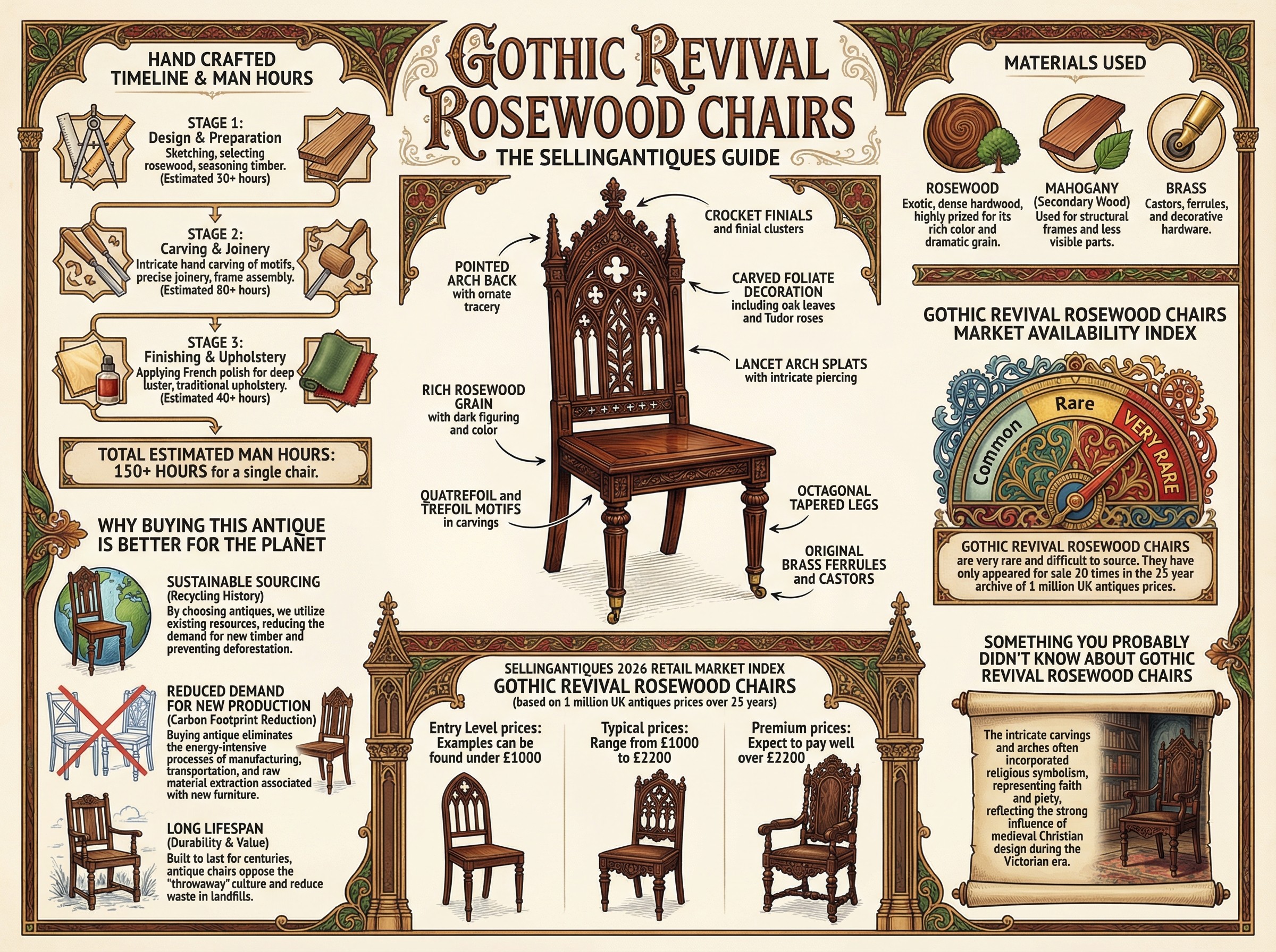 Gothic Revival Rosewood Chairs Guide Infographic