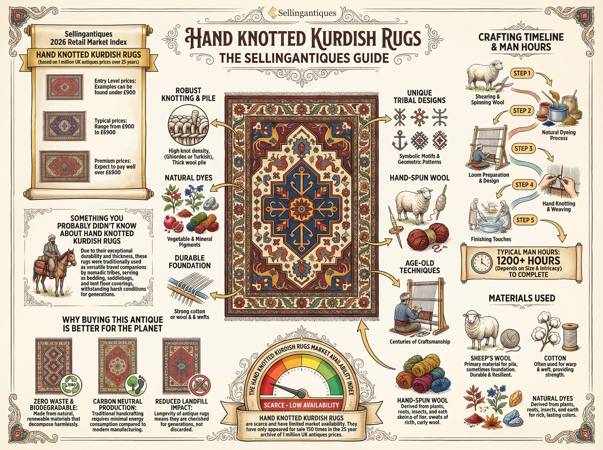 Hand Knotted Kurdish Rugs Guide Infographic