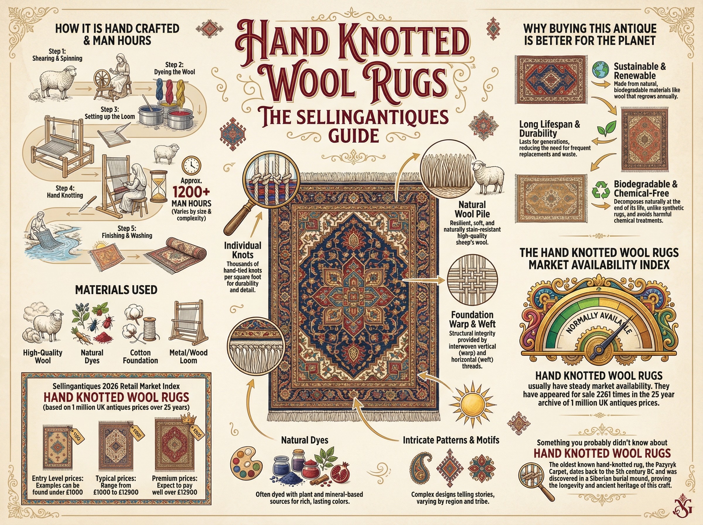 Hand Knotted Wool Rugs Guide Infographic