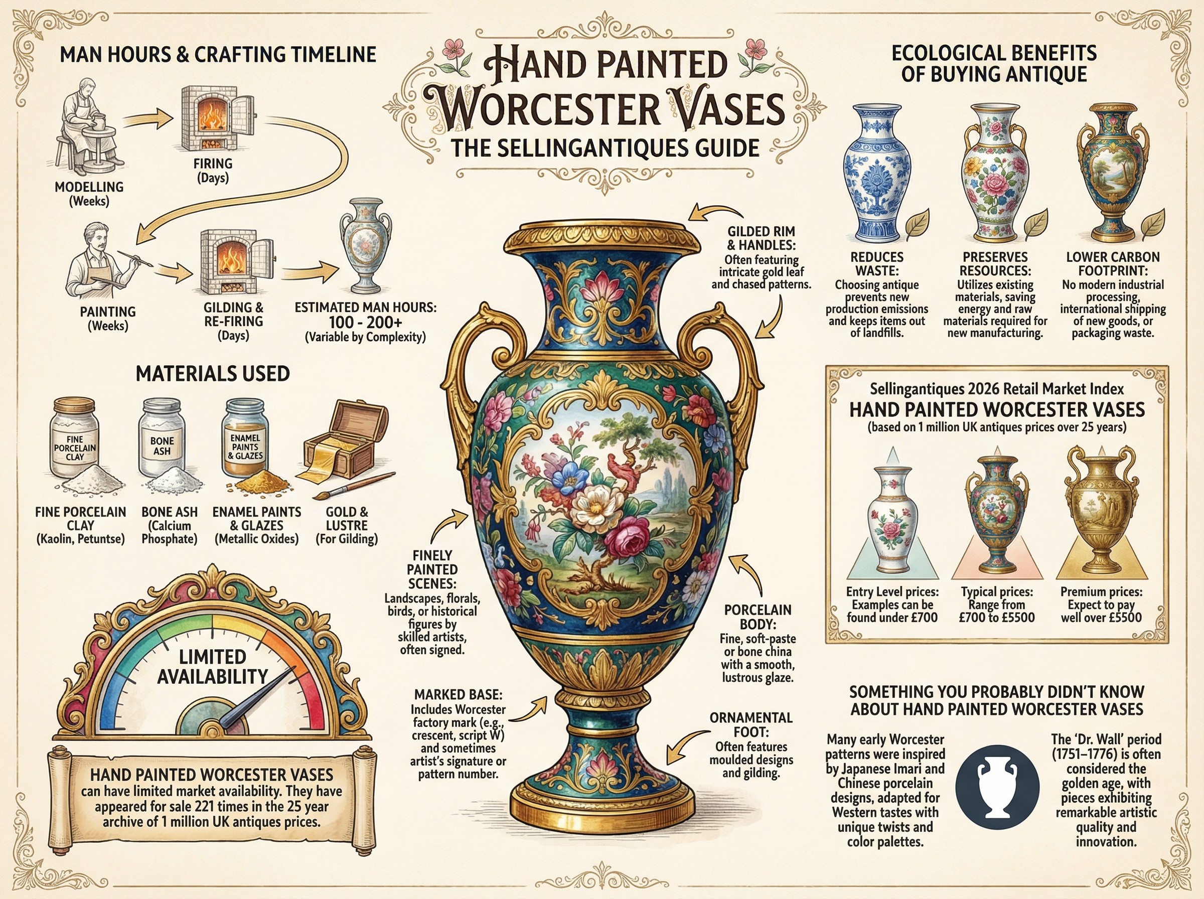 Hand Painted Worcester Vases Guide Infographic