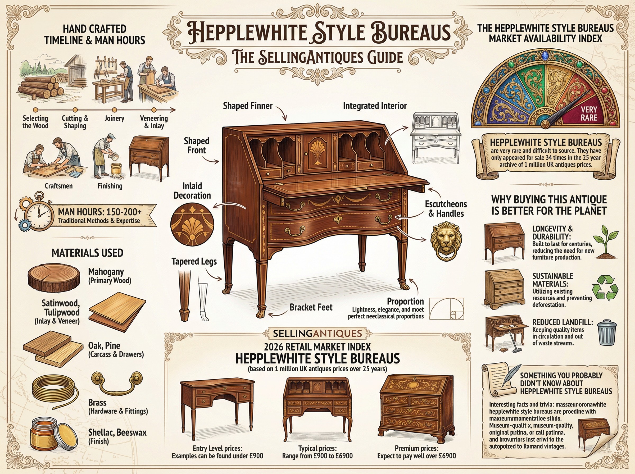 Hepplewhite Style Bureaus Guide Infographic