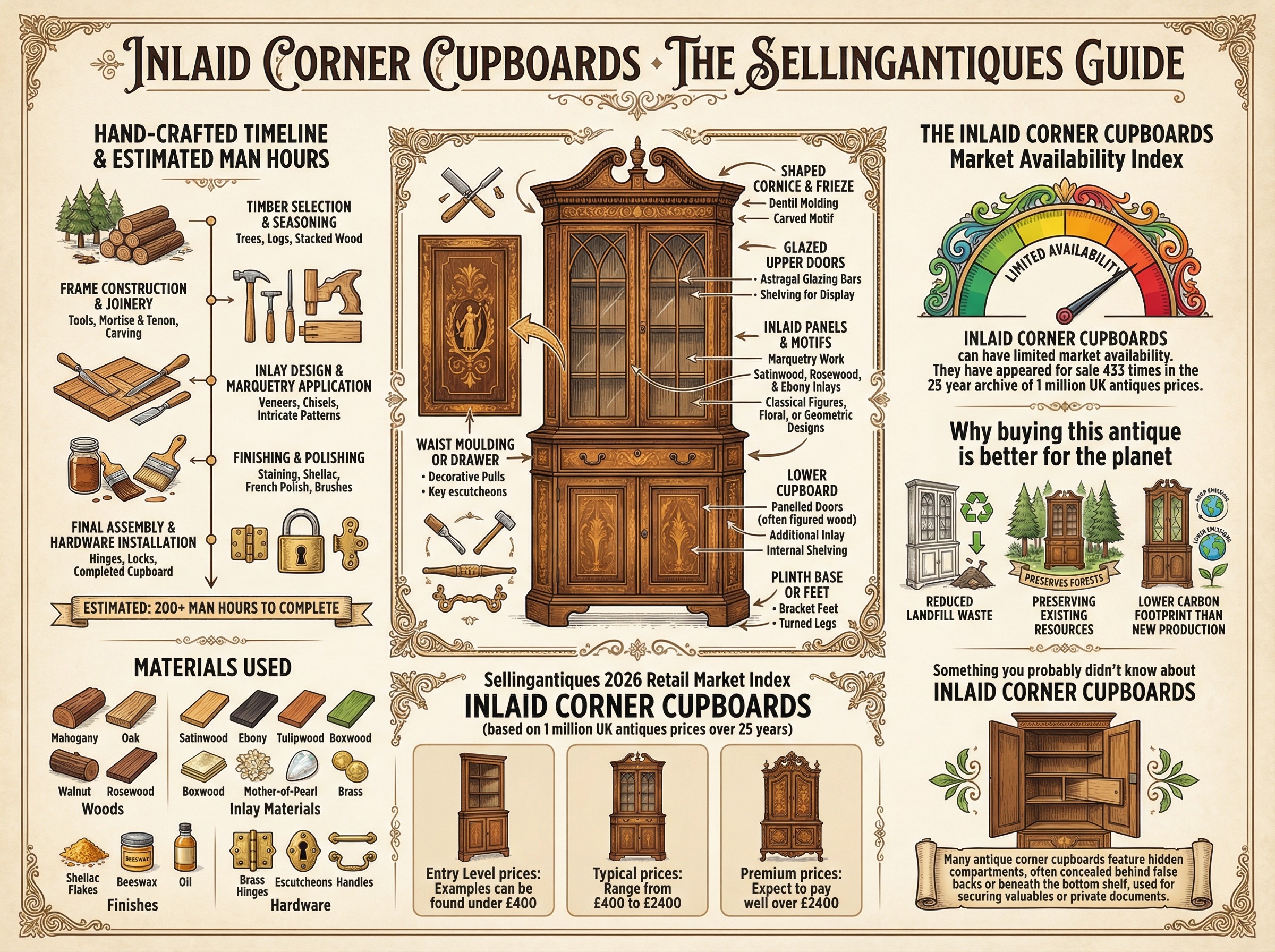 Inlaid Corner Cupboards Guide Infographic