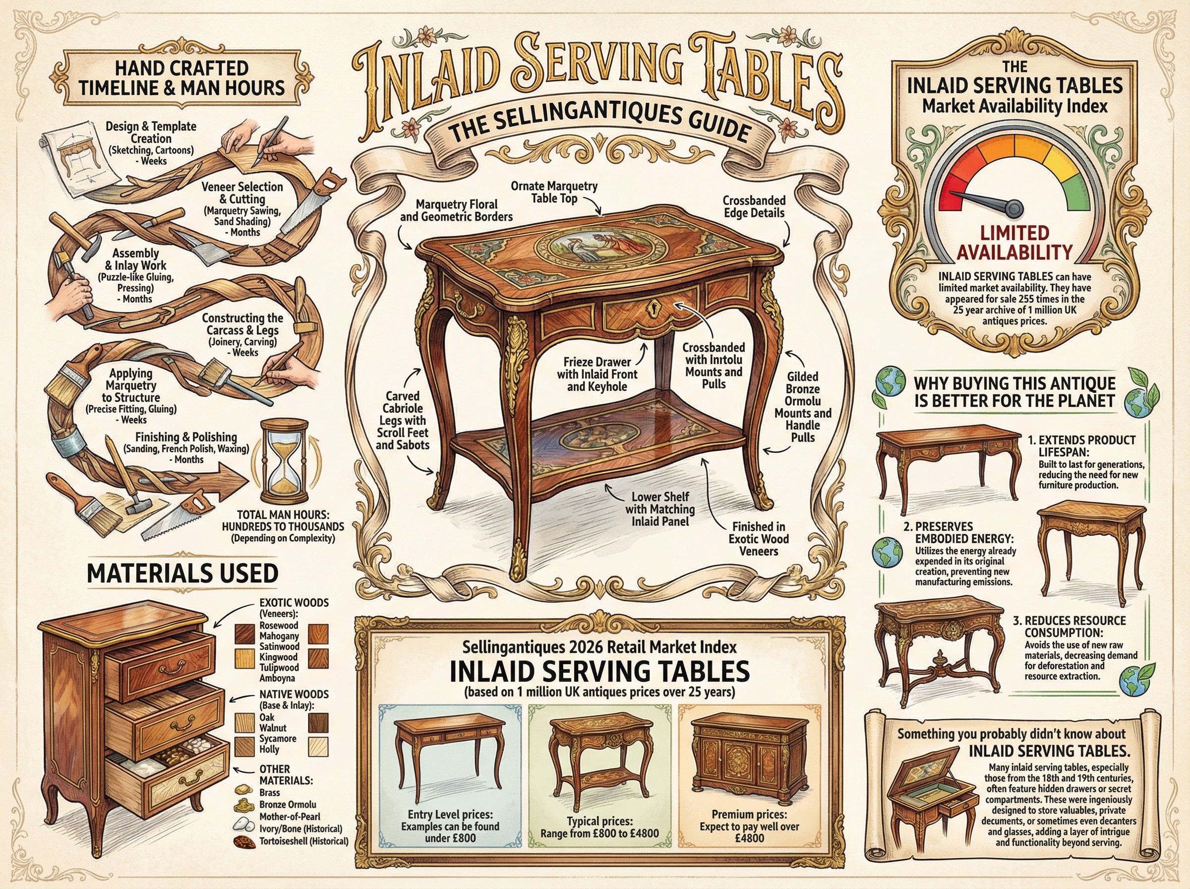 Inlaid Serving Tables Guide Infographic