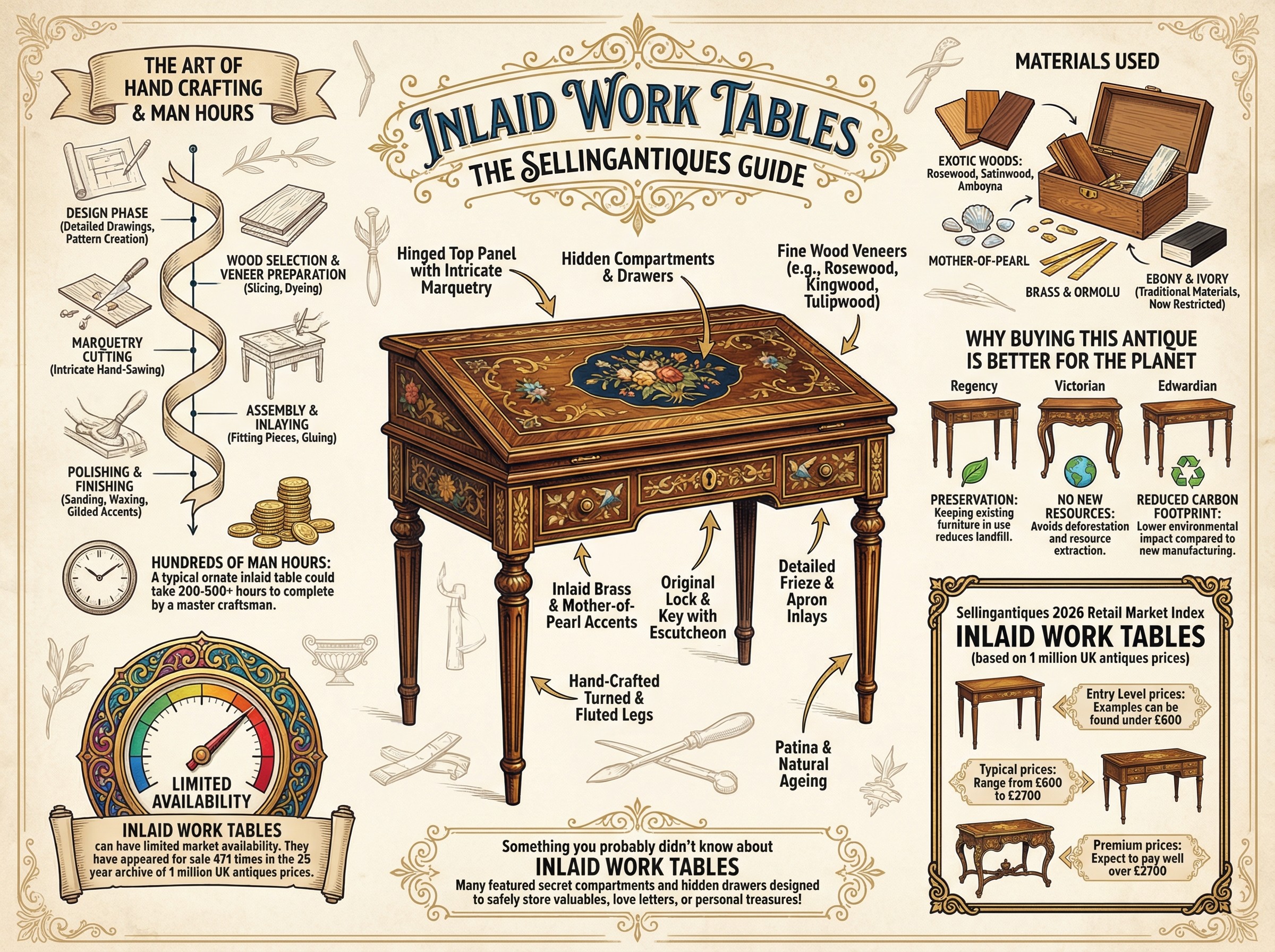 Inlaid Work Tables Guide Infographic