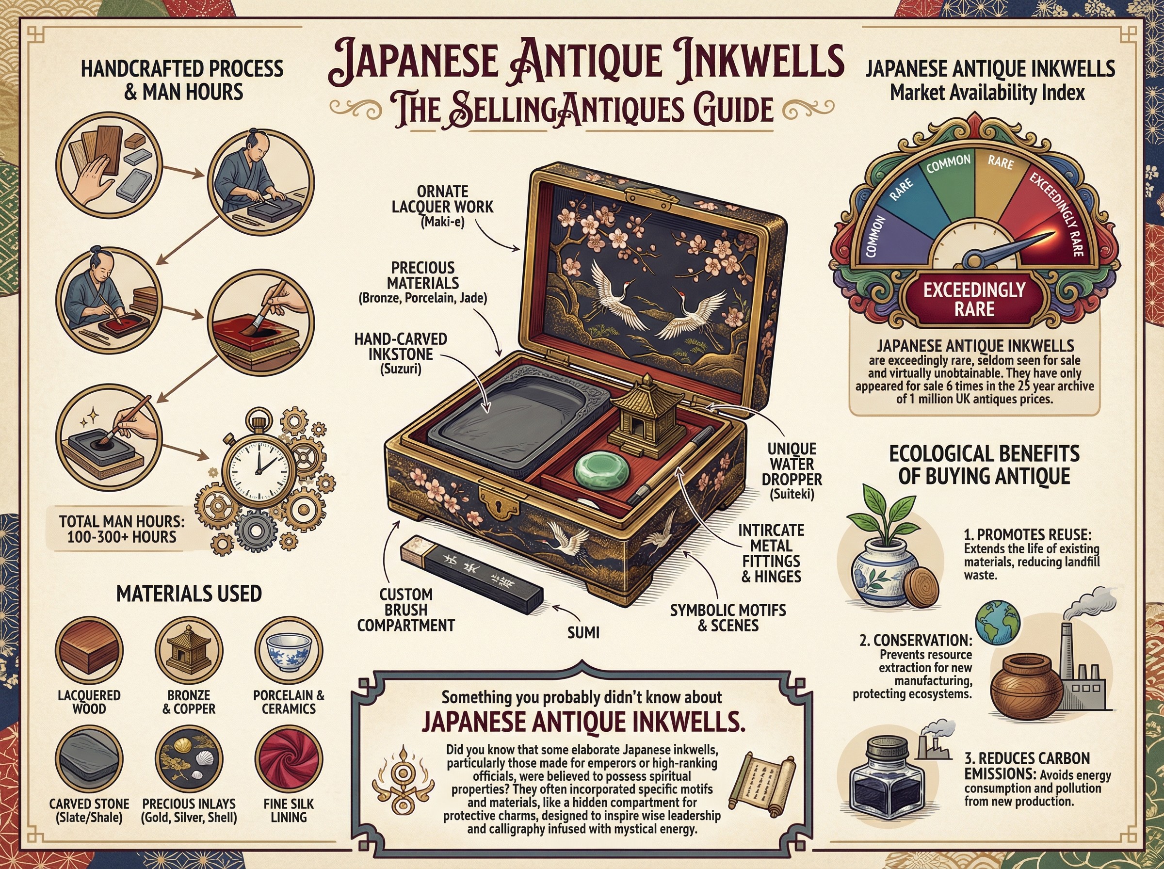 Japanese Antique Inkwells Guide Infographic