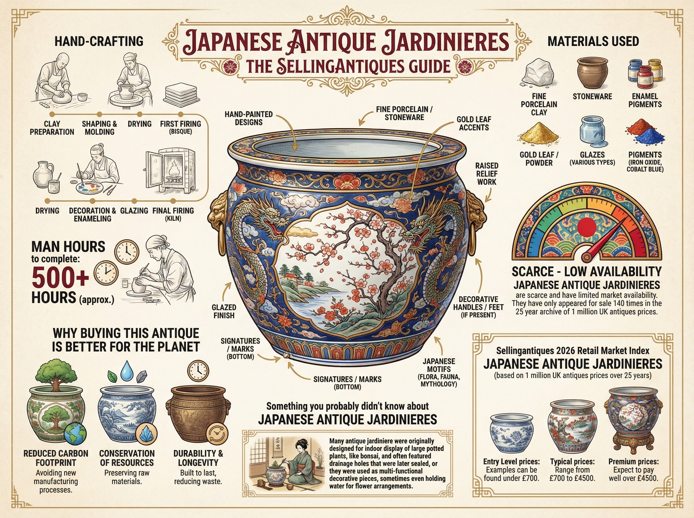 Japanese Antique Jardinieres Guide Infographic