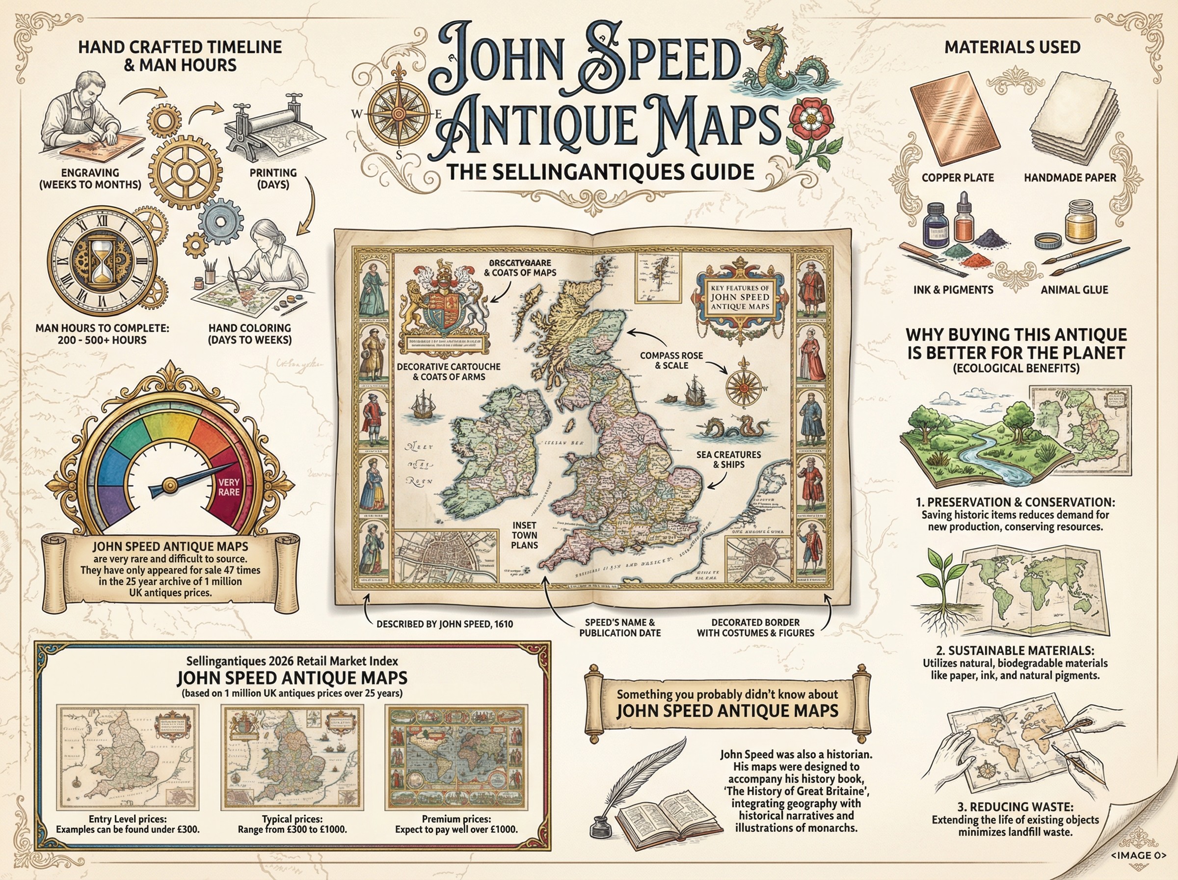 John Speed Antique Maps Guide Infographic