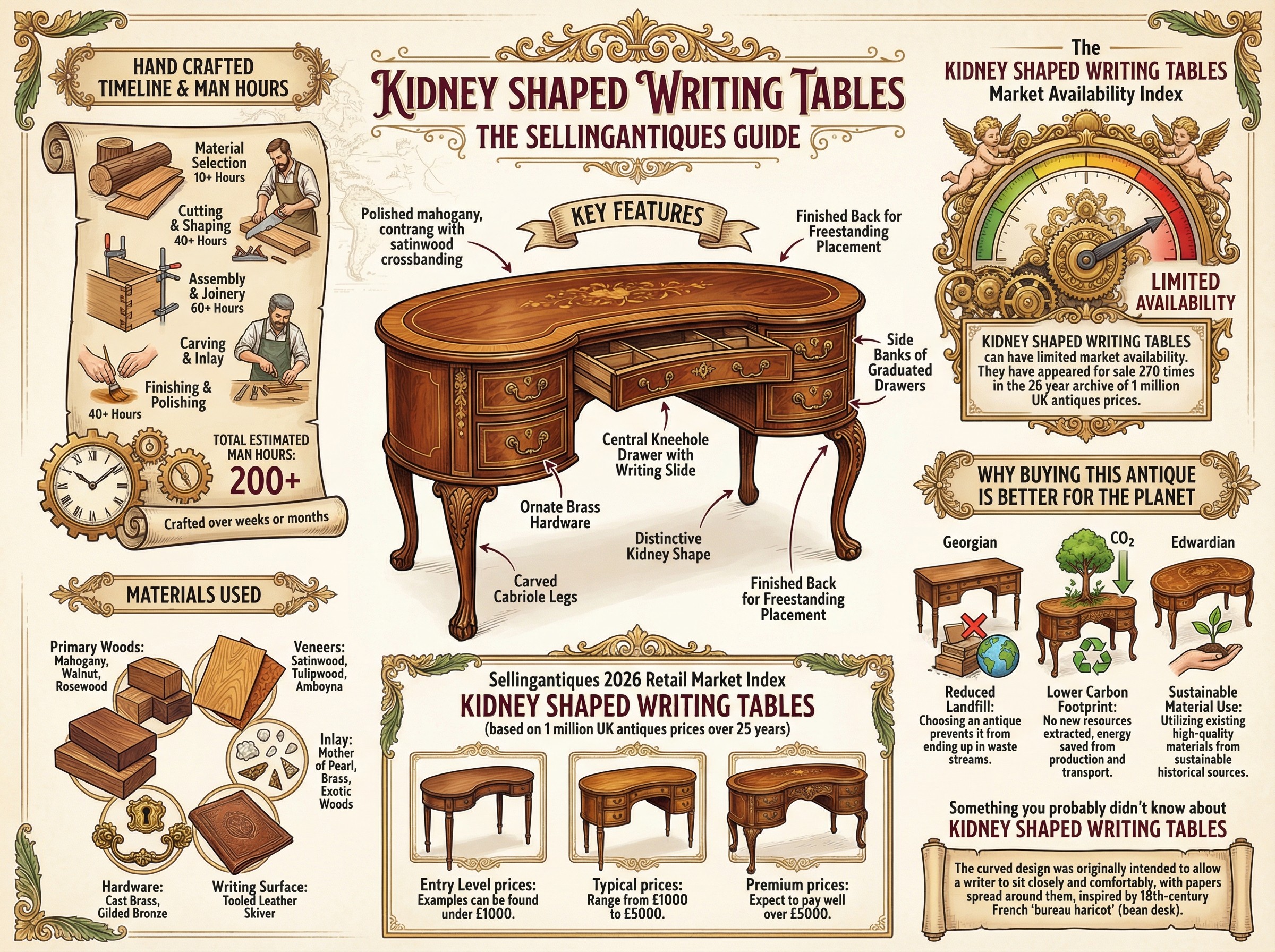 Kidney Shaped Writing Tables Guide Infographic