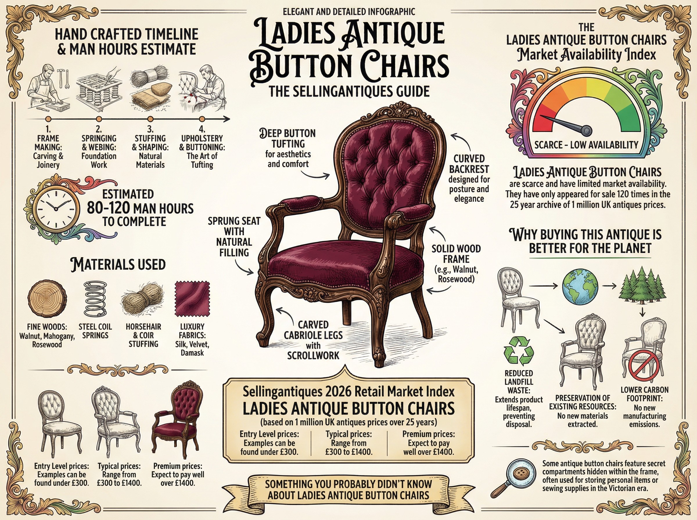 Ladies Antique Button Chairs Guide Infographic
