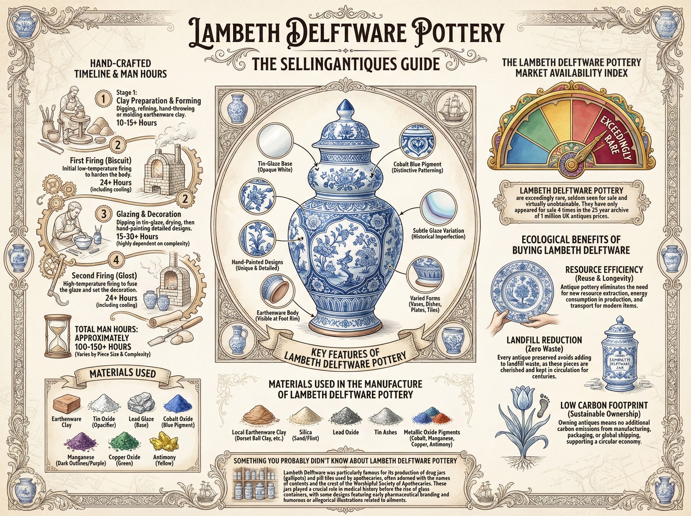 Lambeth Delftware Pottery Guide Infographic
