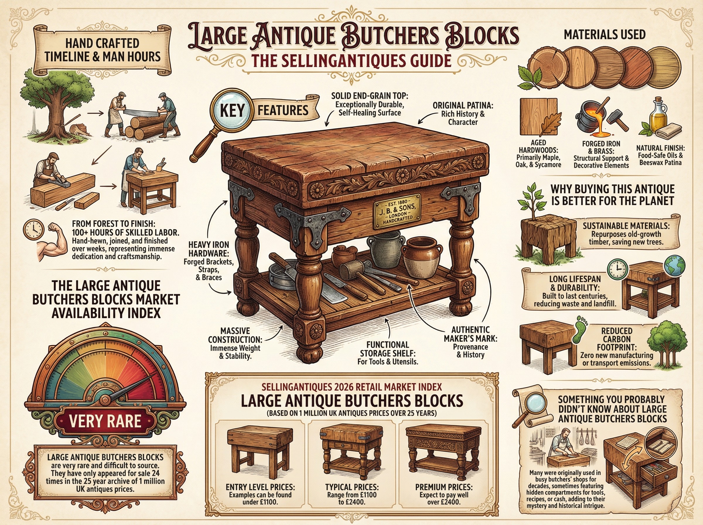 Large Antique Butchers Blocks Guide Infographic