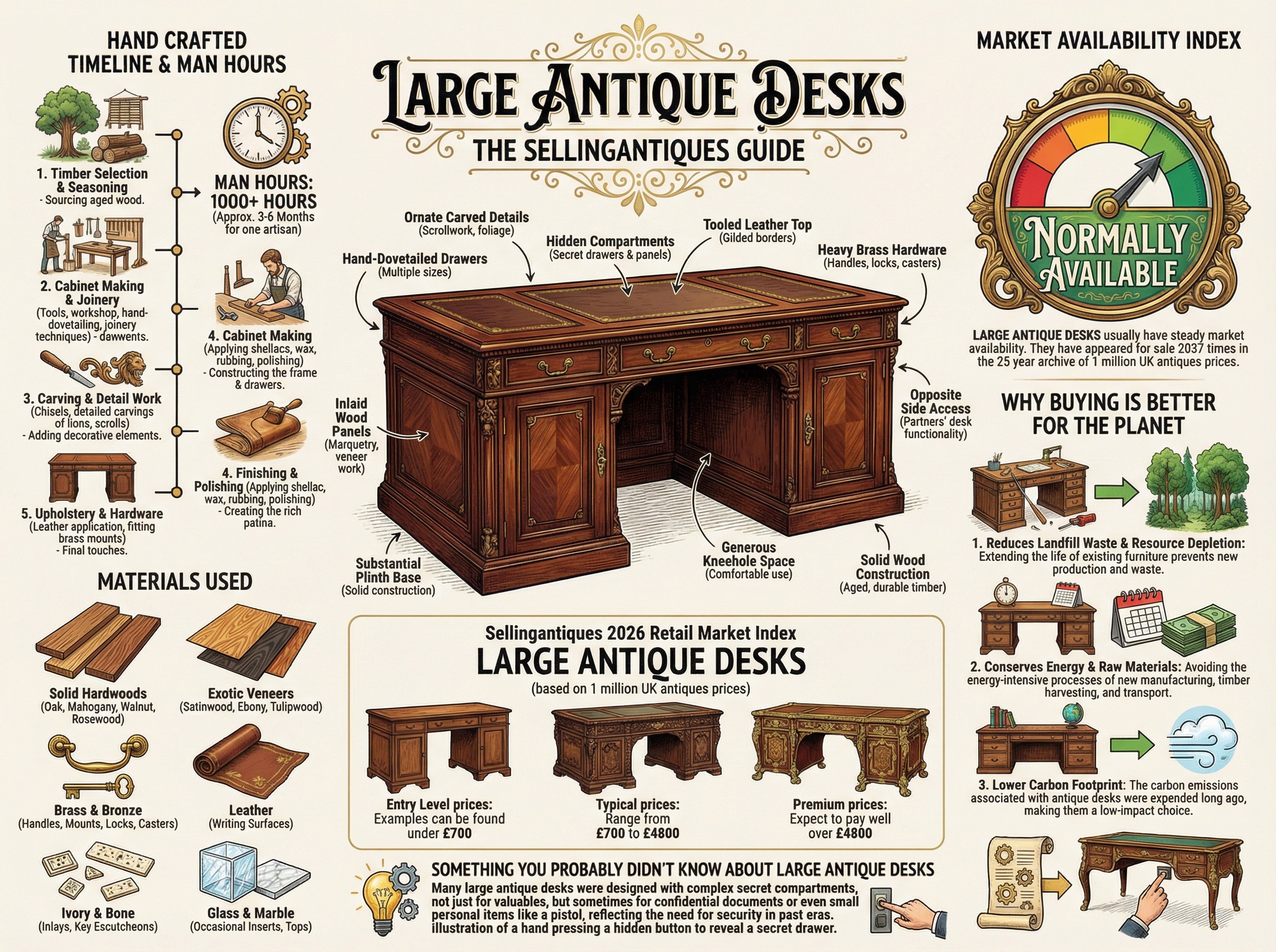 Large Antique Desks Guide Infographic