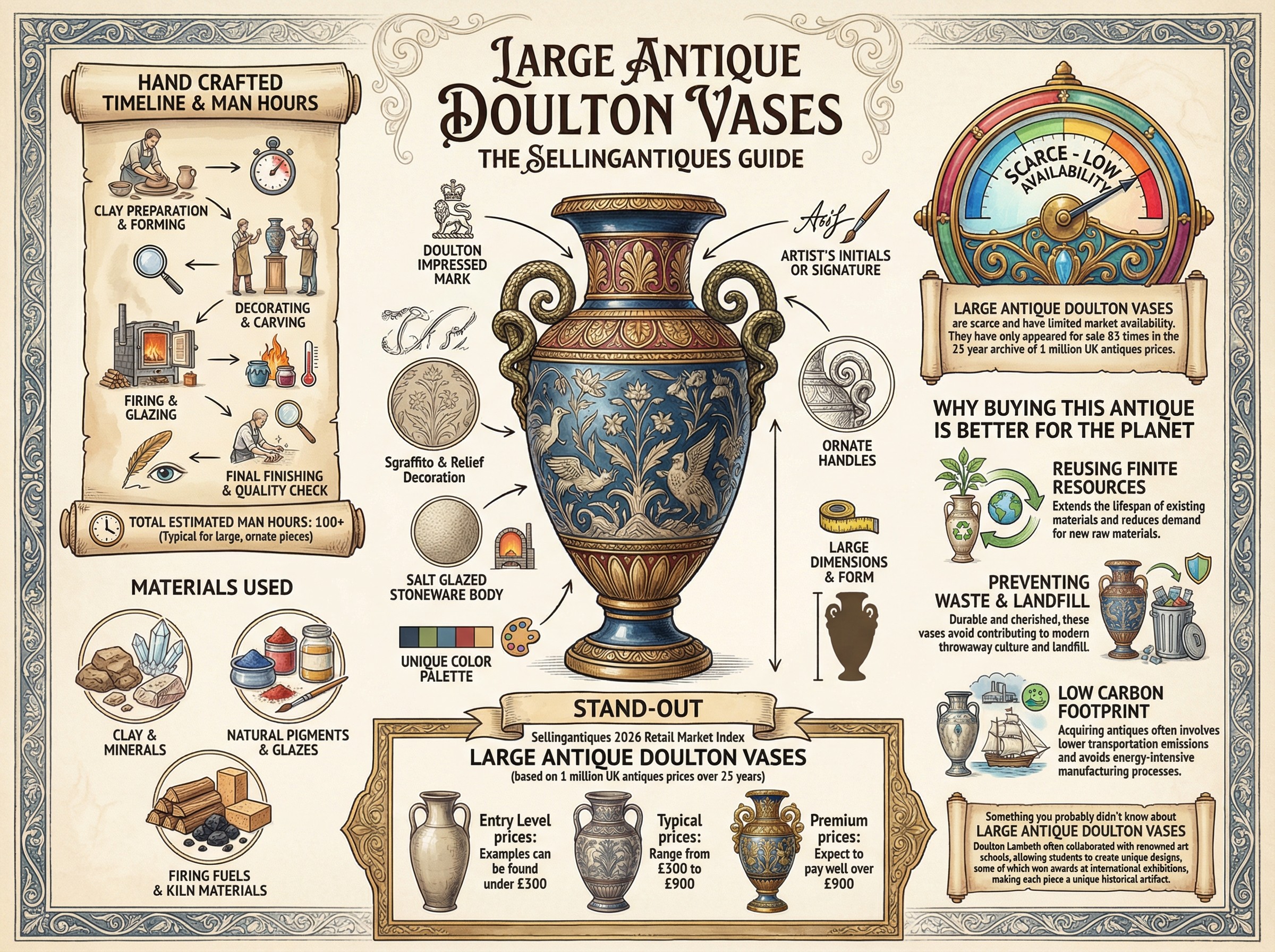 Large Antique Doulton Vases Guide Infographic