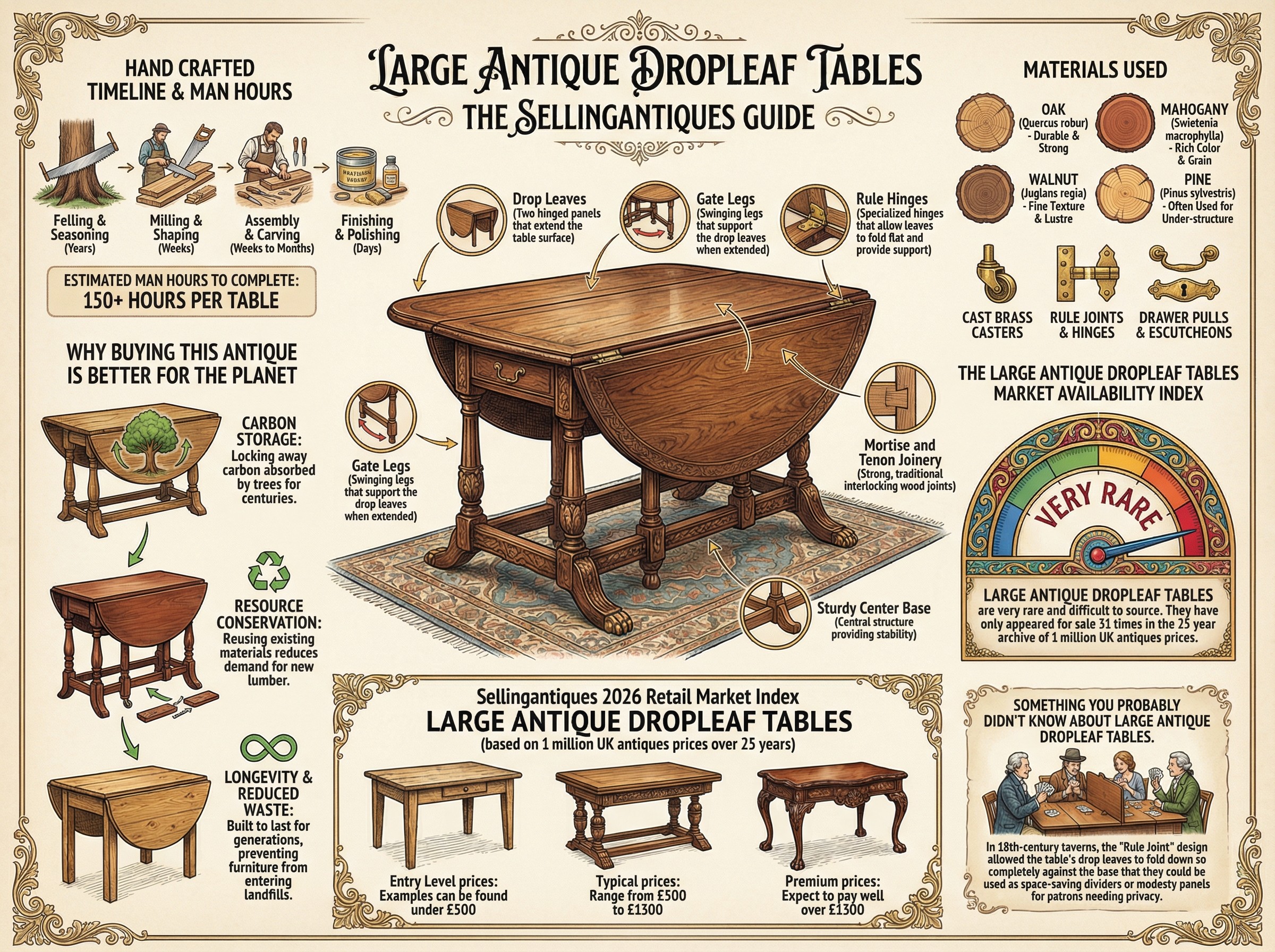 Large Antique Dropleaf Tables Guide Infographic