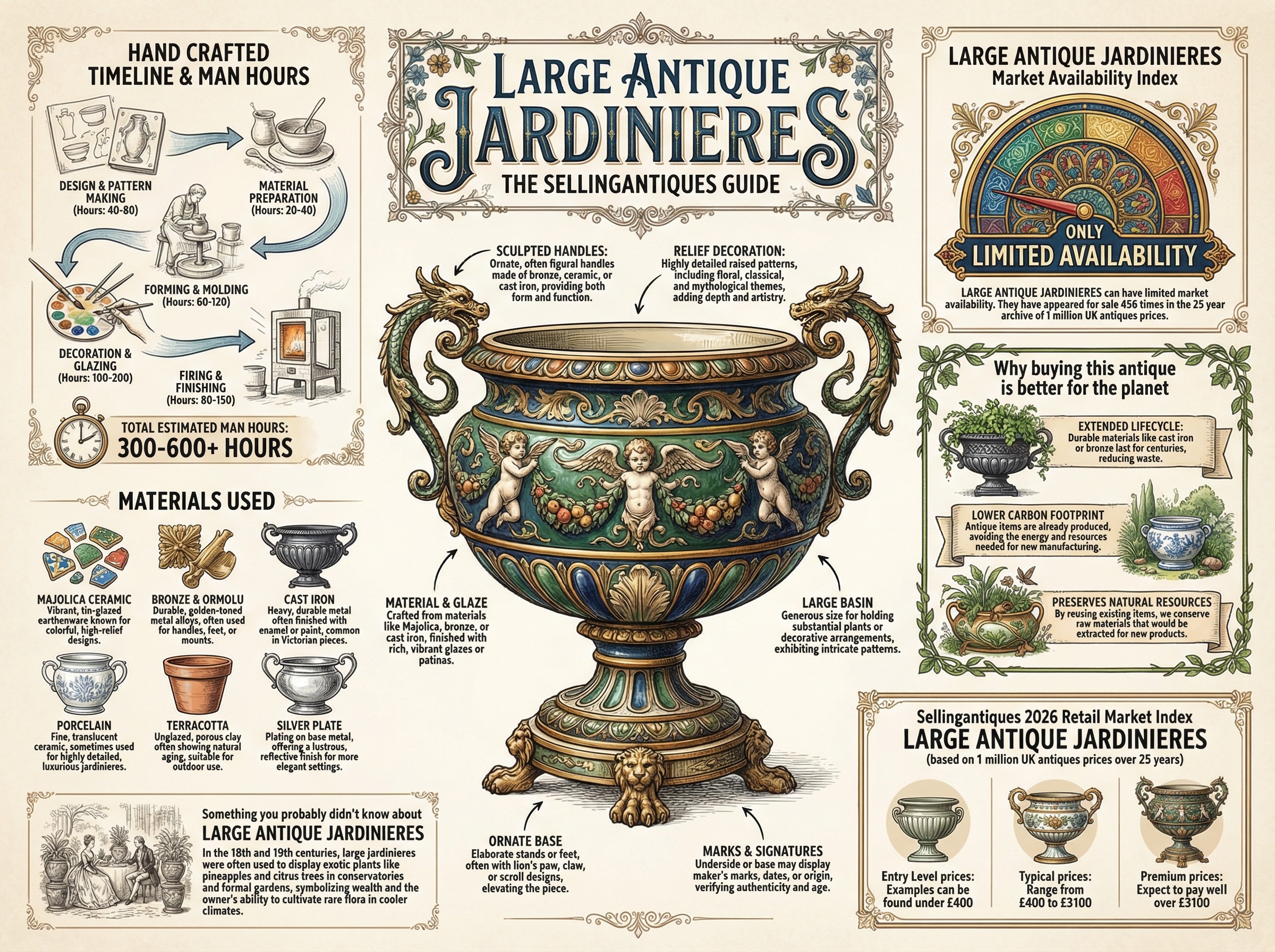 Large Antique Jardinieres Guide Infographic