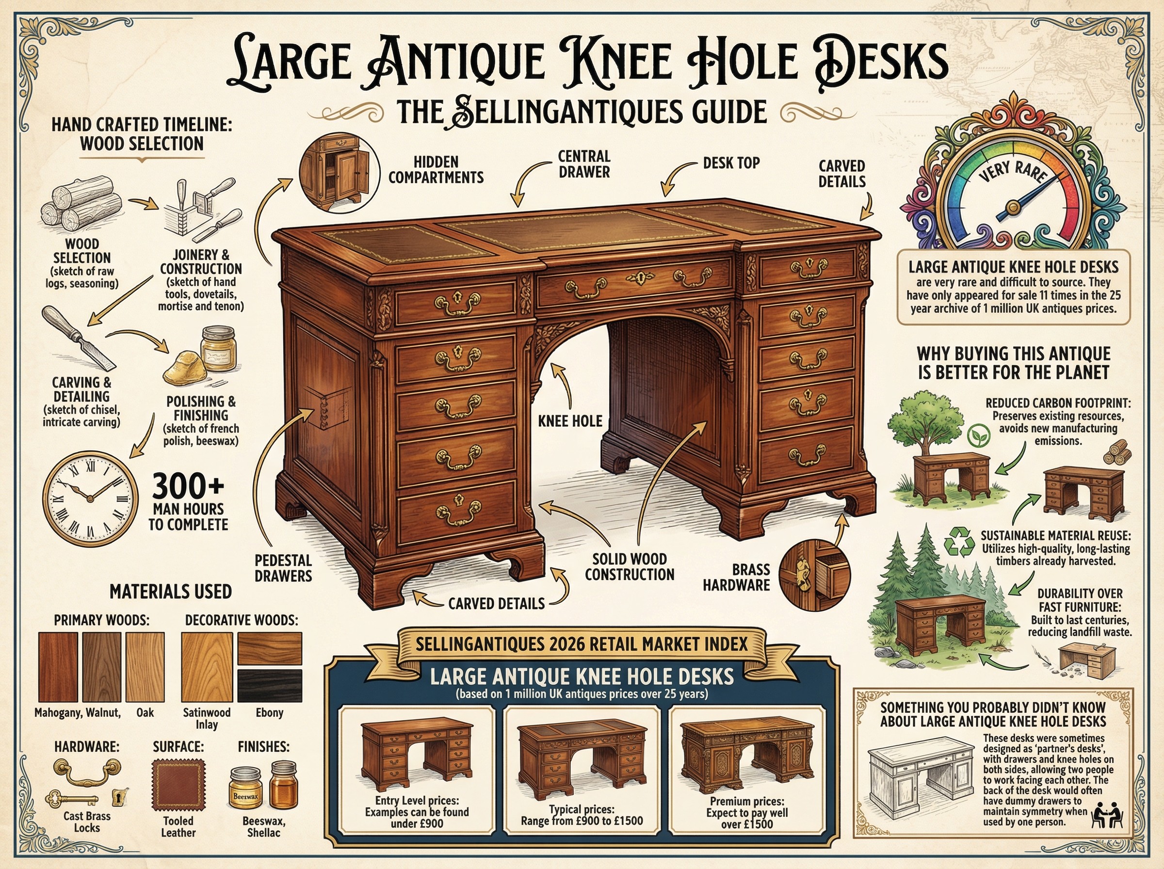 Large Antique Knee Hole Desks Guide Infographic