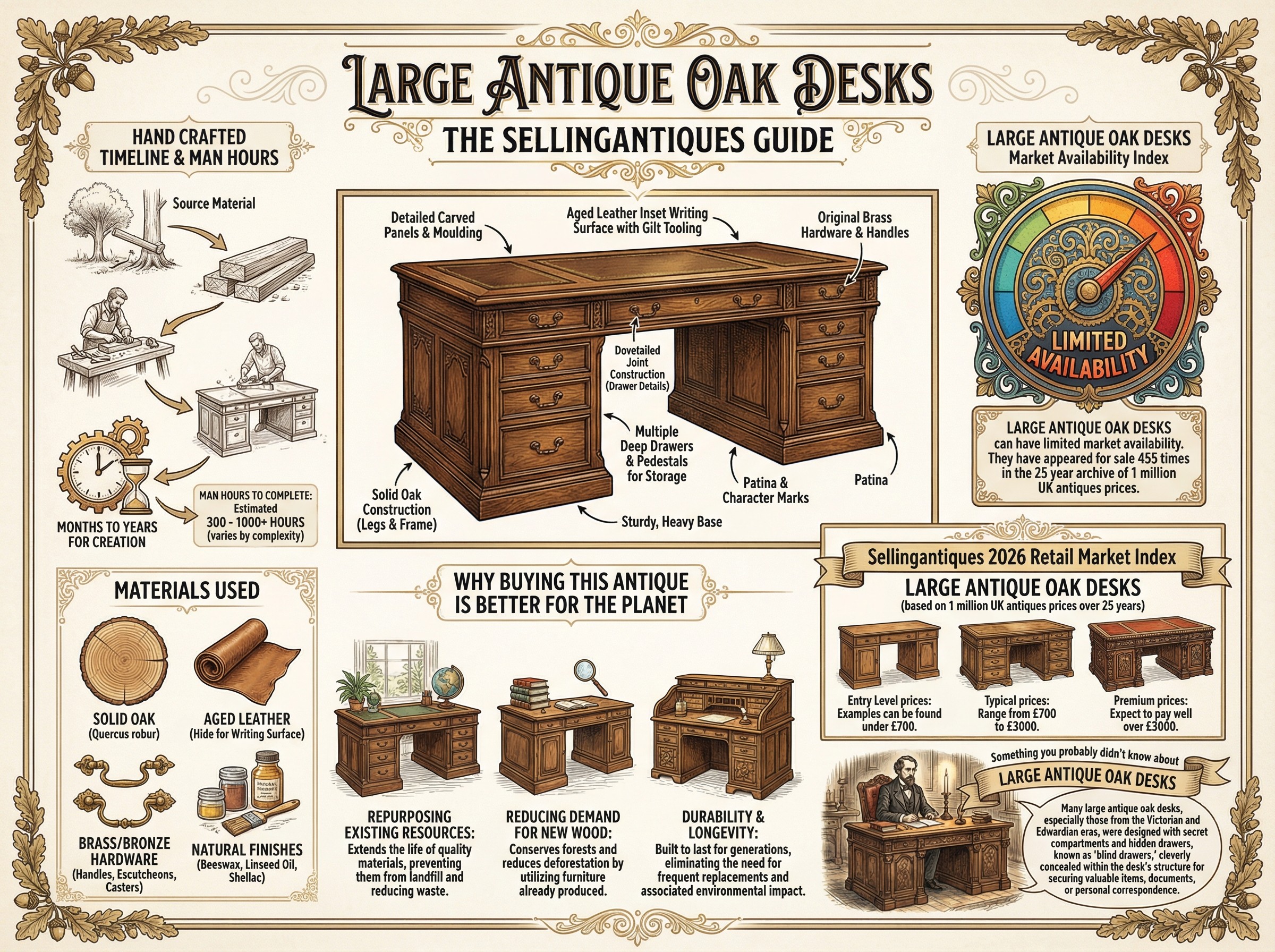 Large Antique Oak Desks Guide Infographic