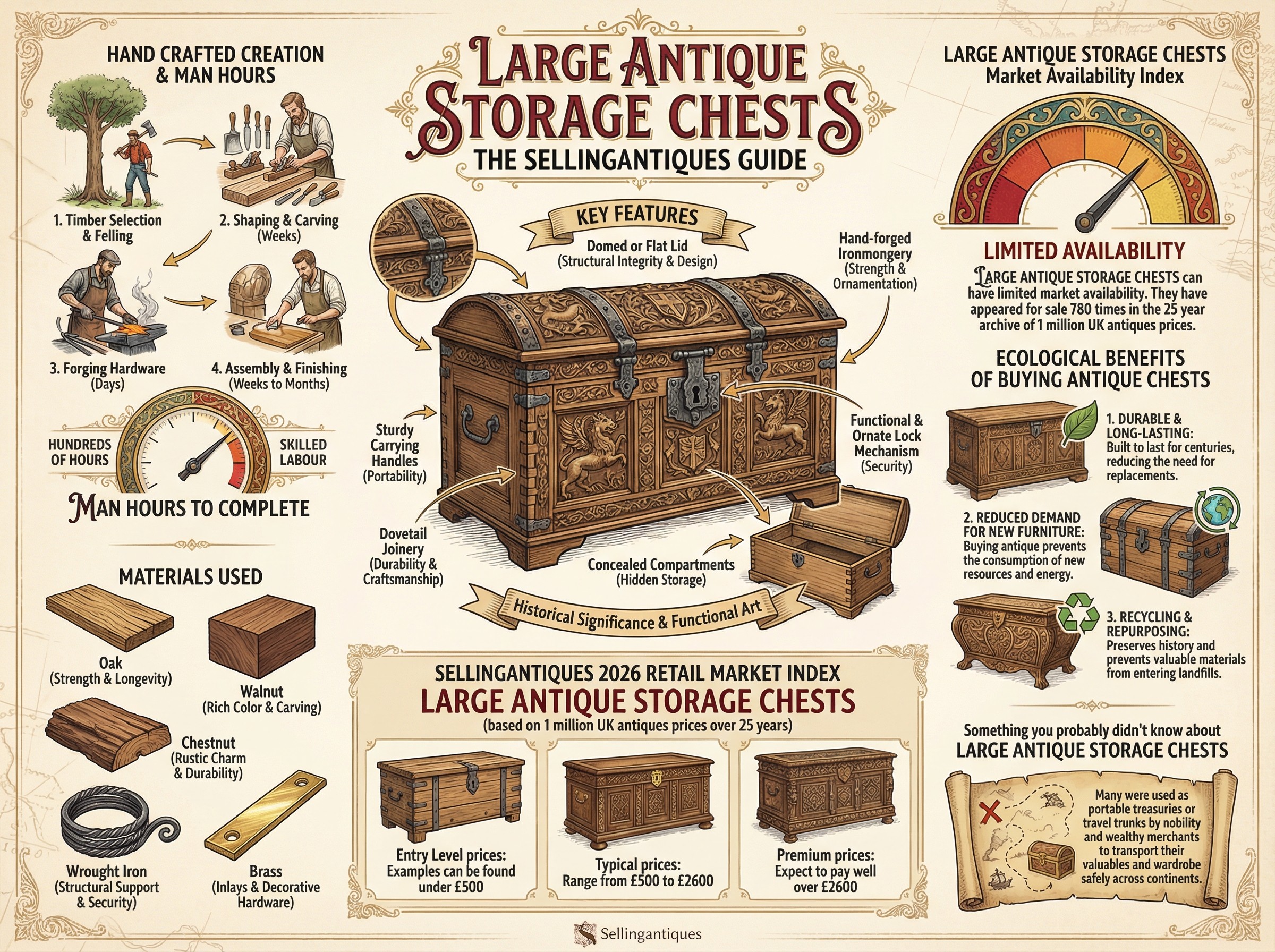 Large Antique Storage Chests Guide Infographic