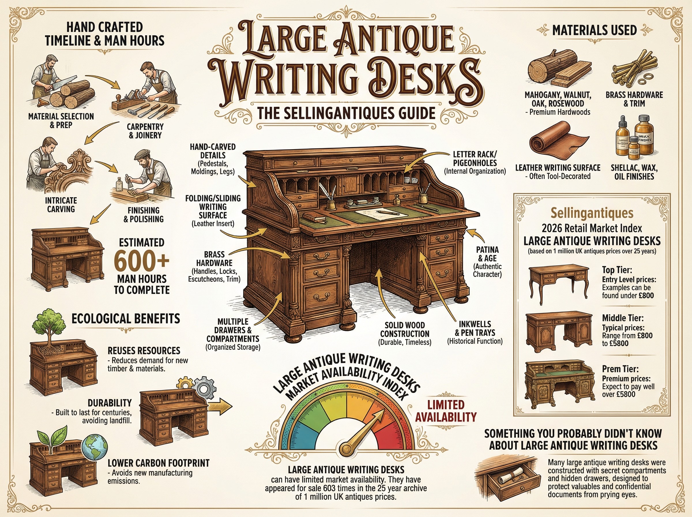 Large Antique Writing Desks Guide Infographic