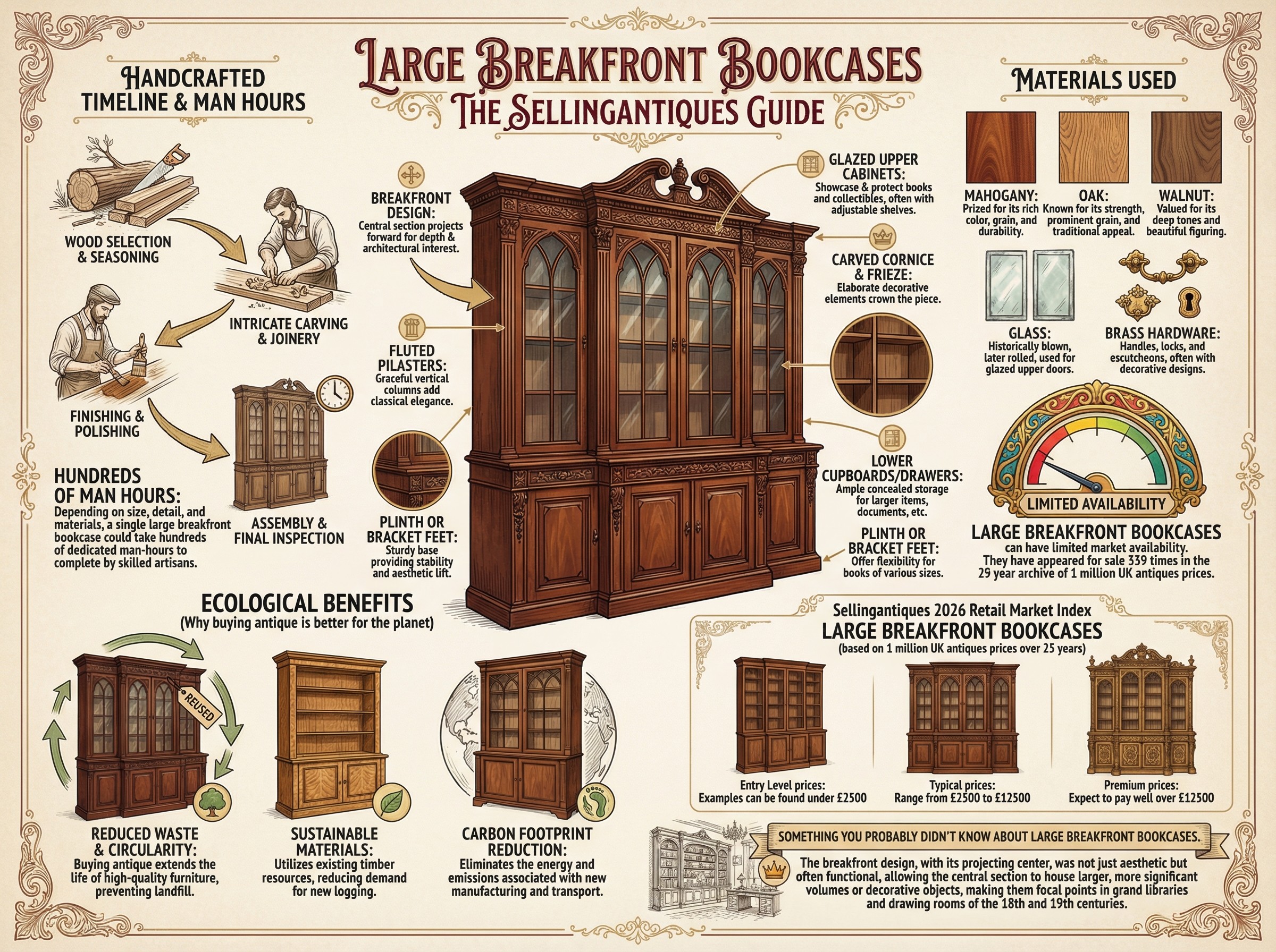 Large Breakfront Bookcases Guide Infographic