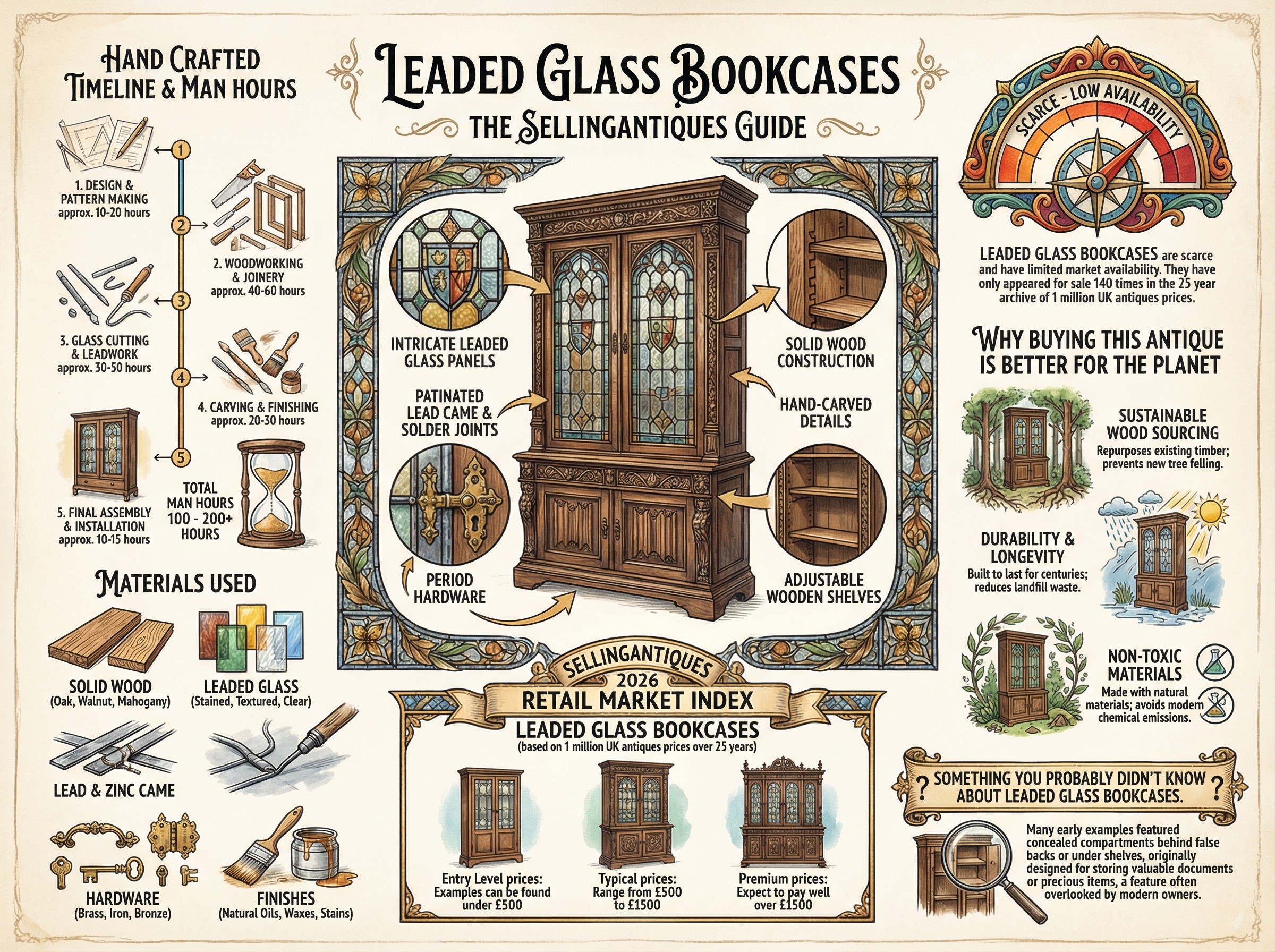 Leaded Glass Bookcases Guide Infographic