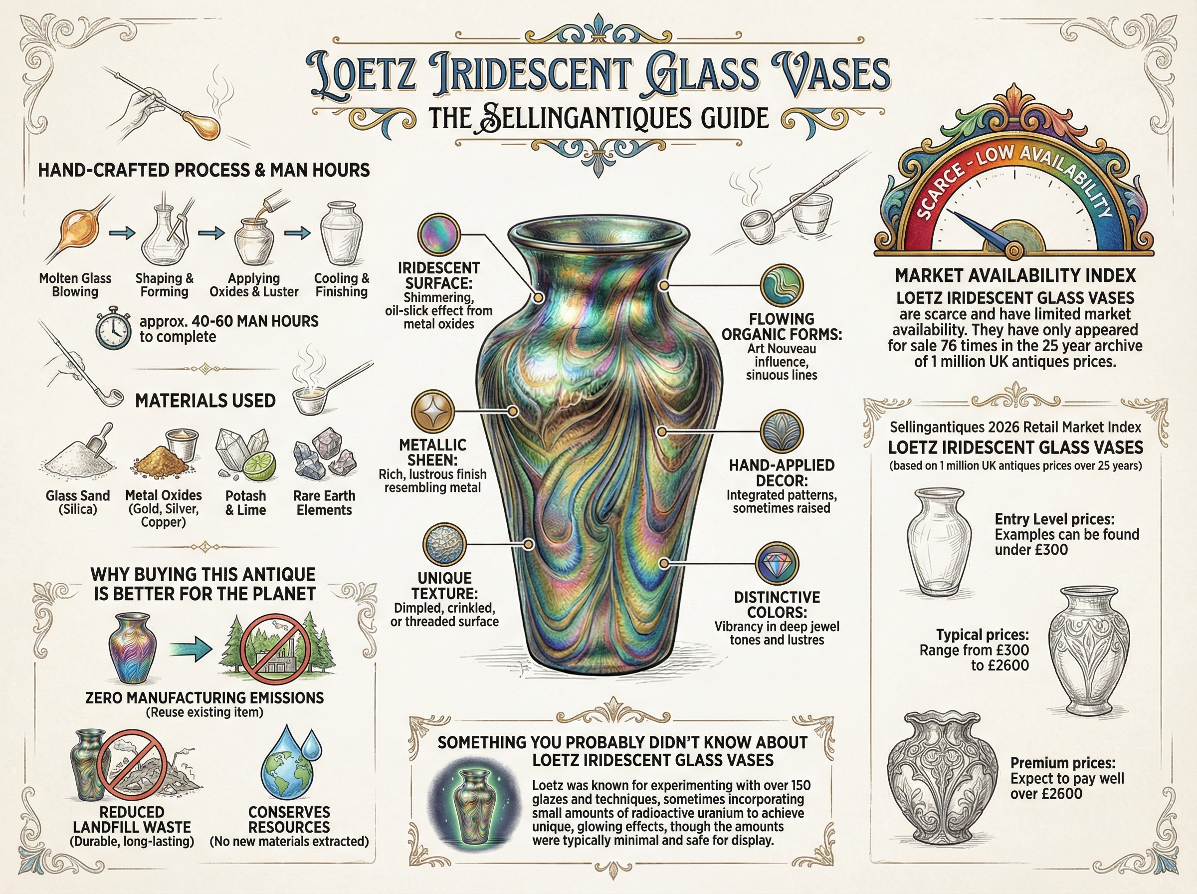 Loetz Iridescent Glass Vases Guide Infographic