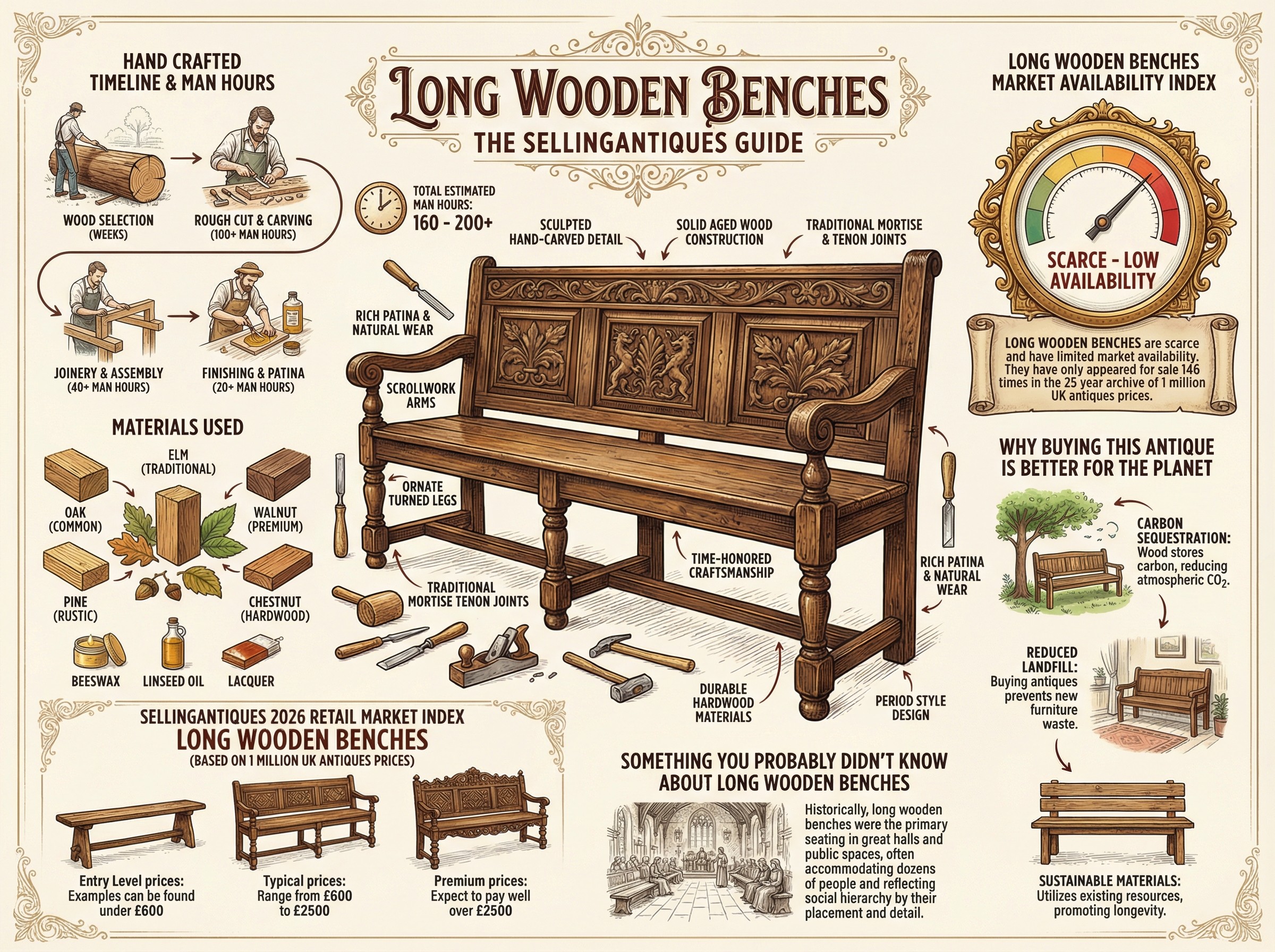 Long Wooden Benches Guide Infographic