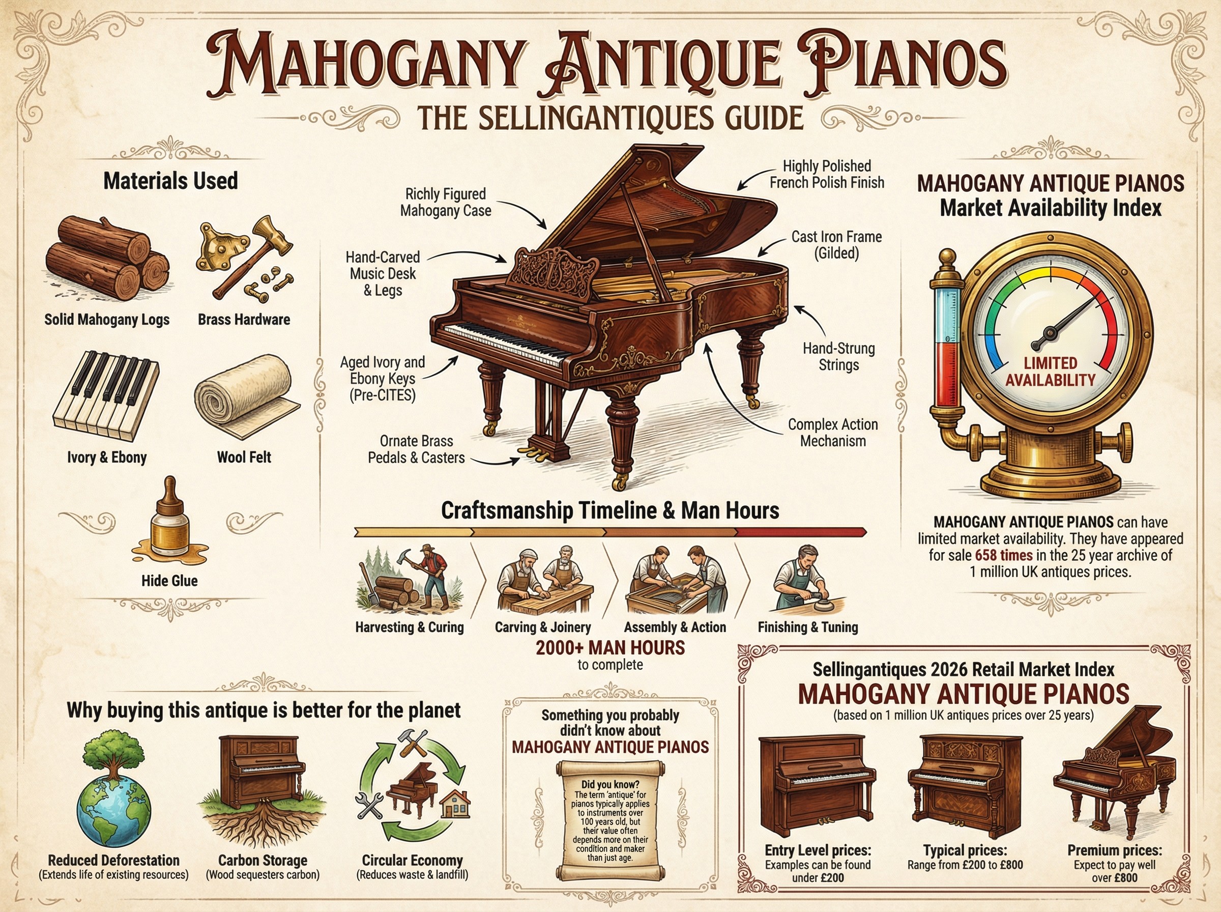 Mahogany Antique Pianos Guide Infographic
