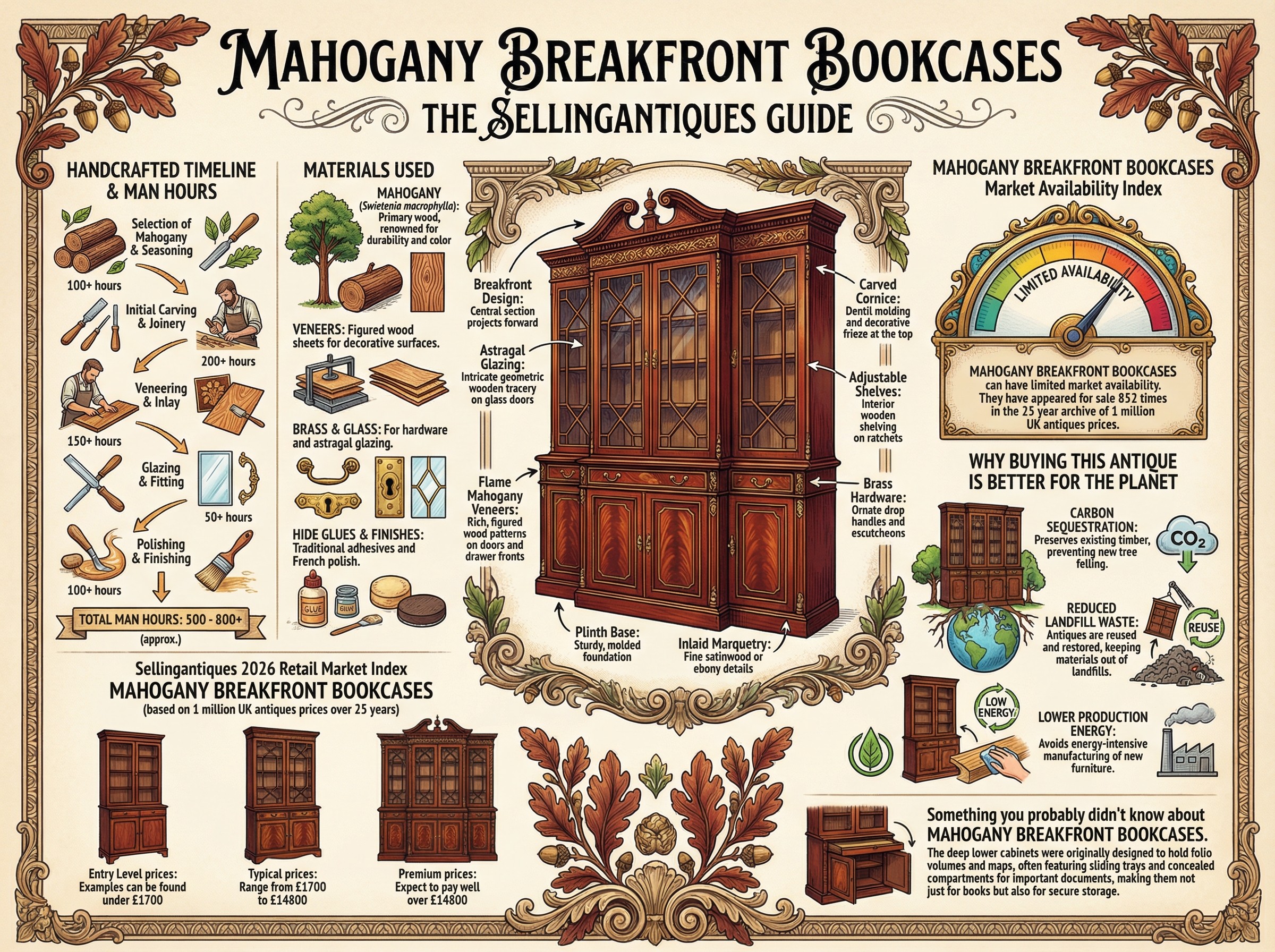 Mahogany Breakfront Bookcases Guide Infographic
