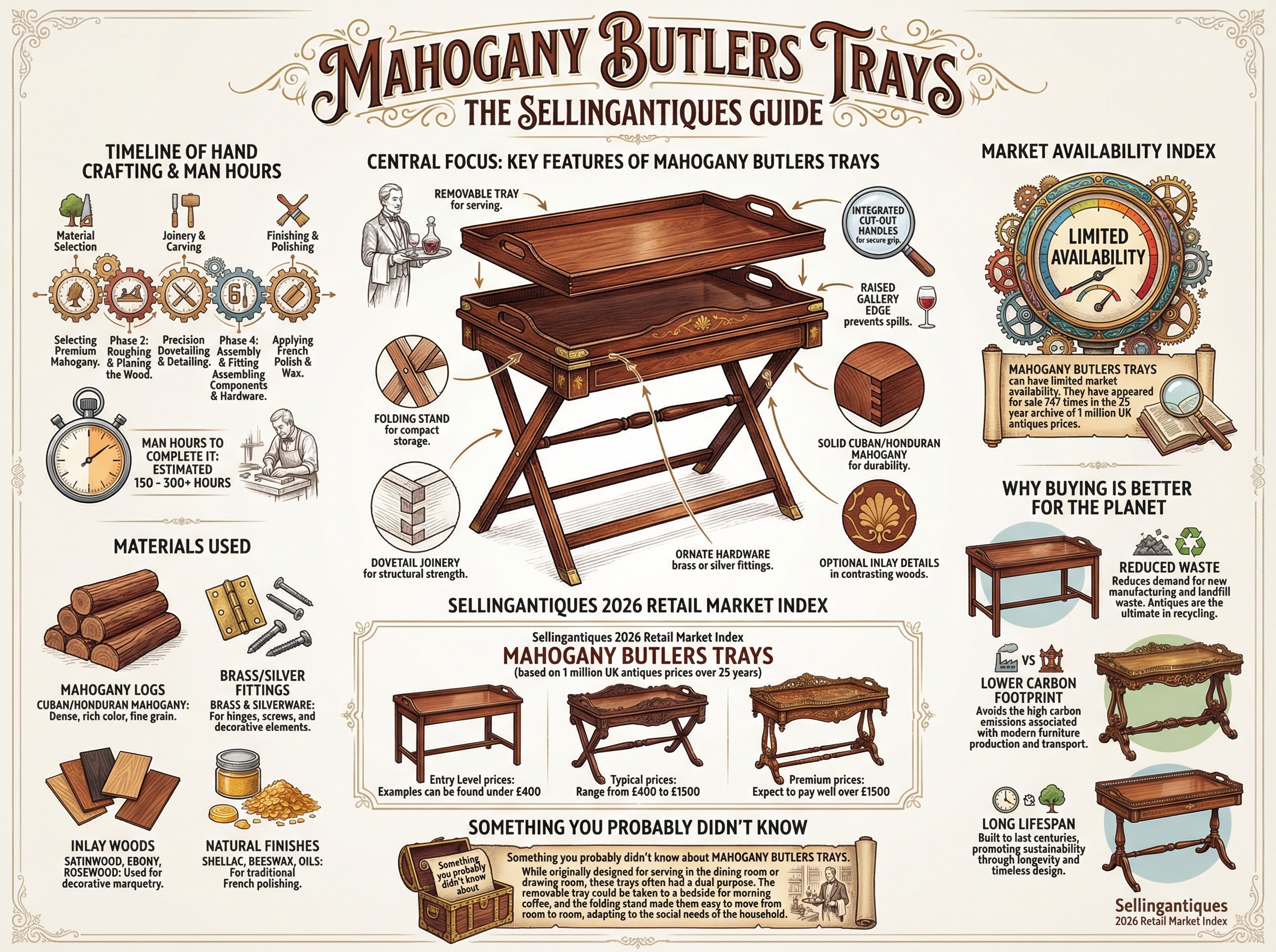 Mahogany Butlers Trays Guide Infographic