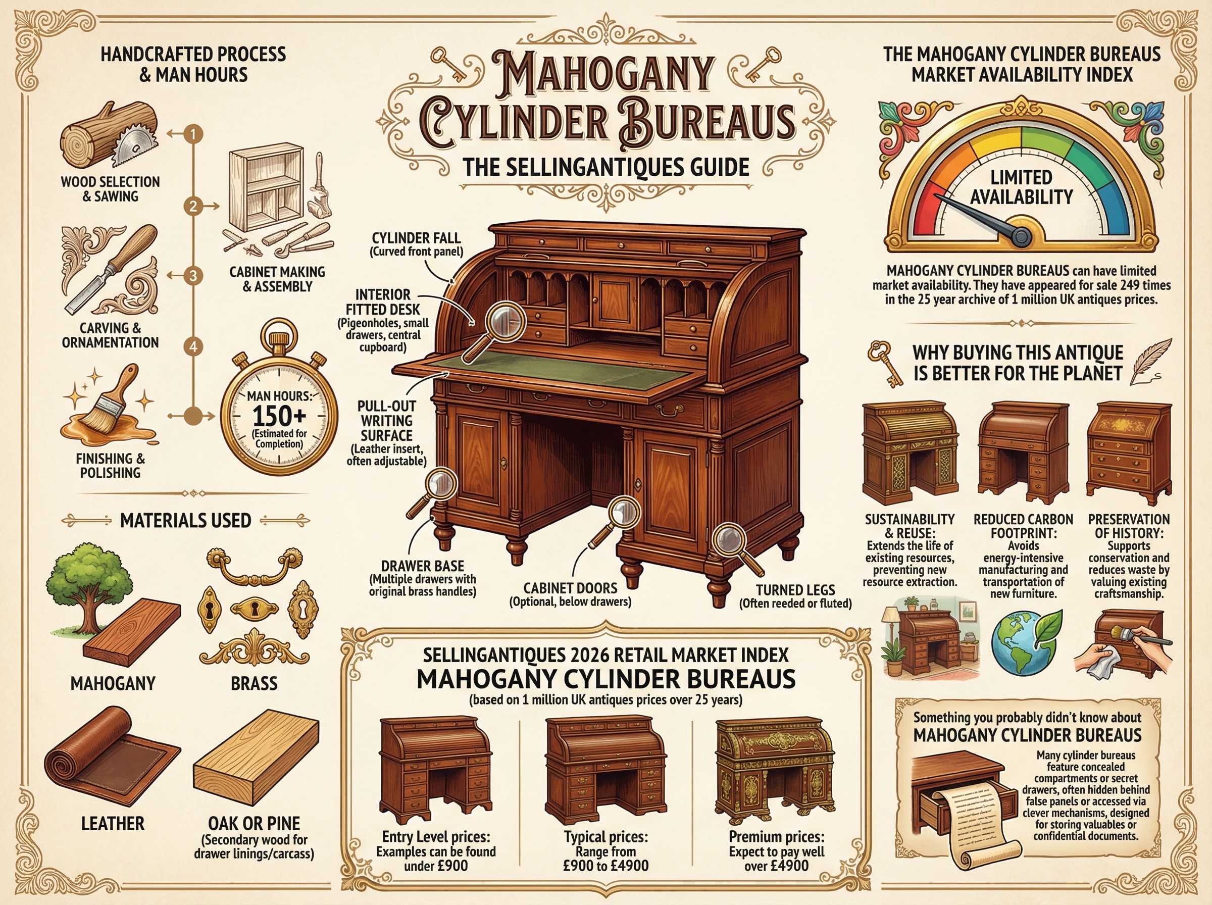 Mahogany Cylinder Bureaus Guide Infographic
