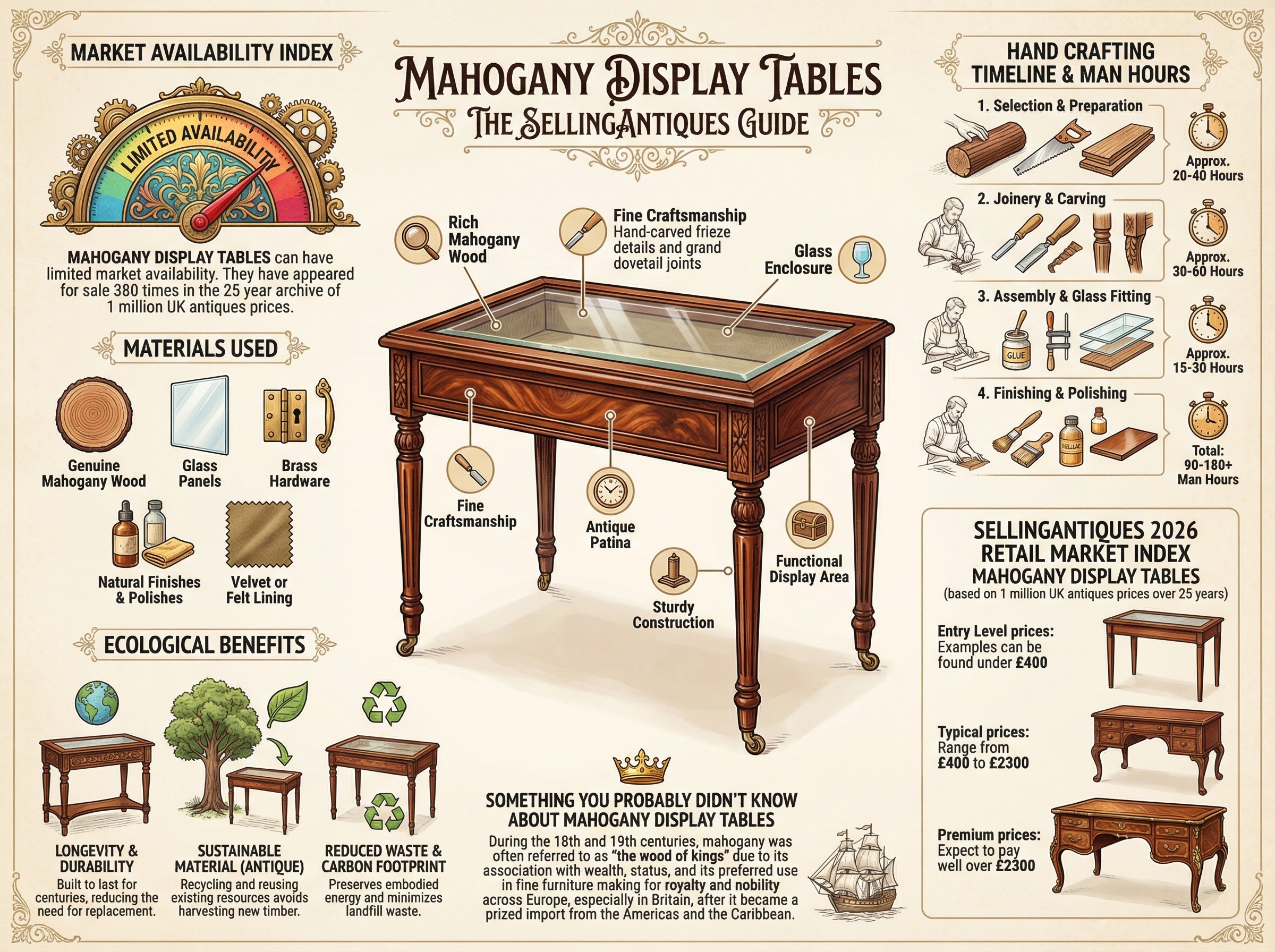 Mahogany Display Tables Guide Infographic
