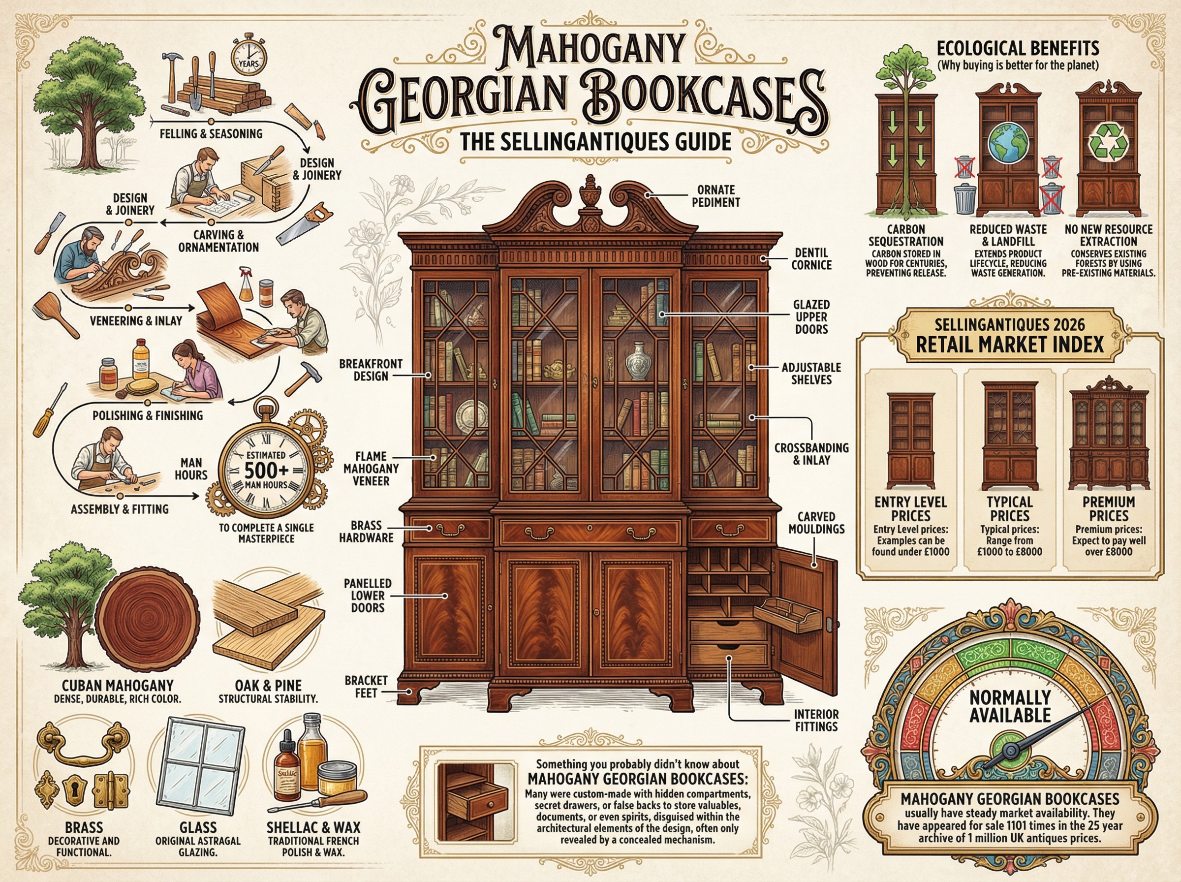 Mahogany Georgian Bookcases Guide Infographic