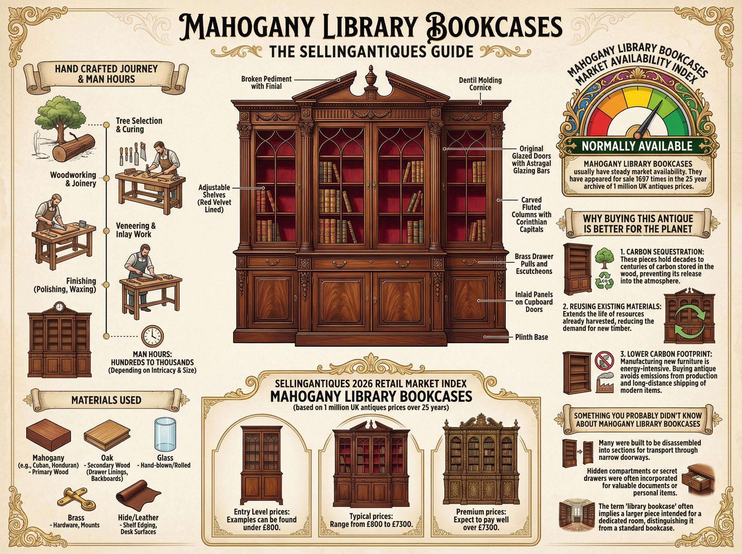 Mahogany Library Bookcases Guide Infographic