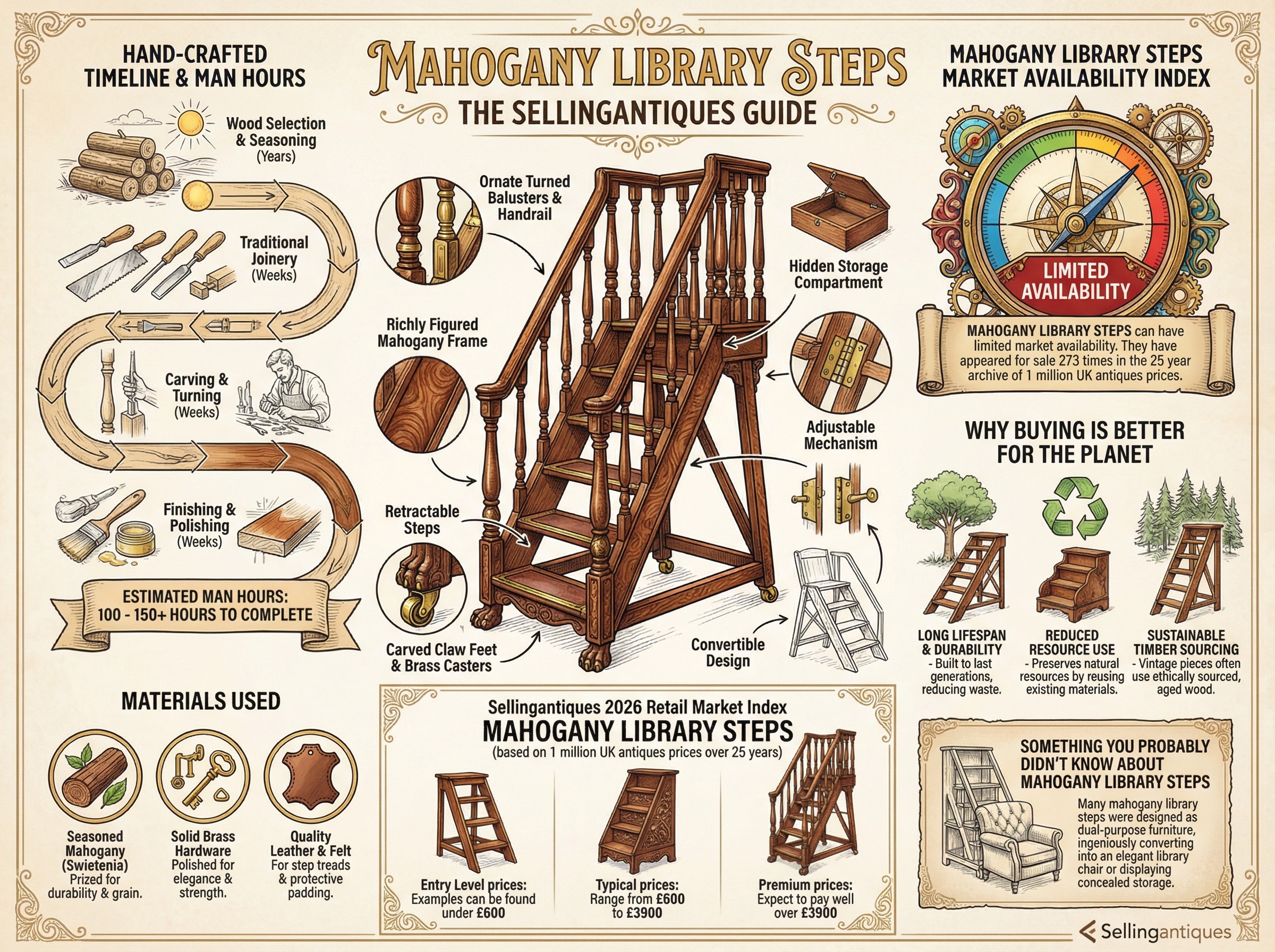 Mahogany Library Steps Guide Infographic