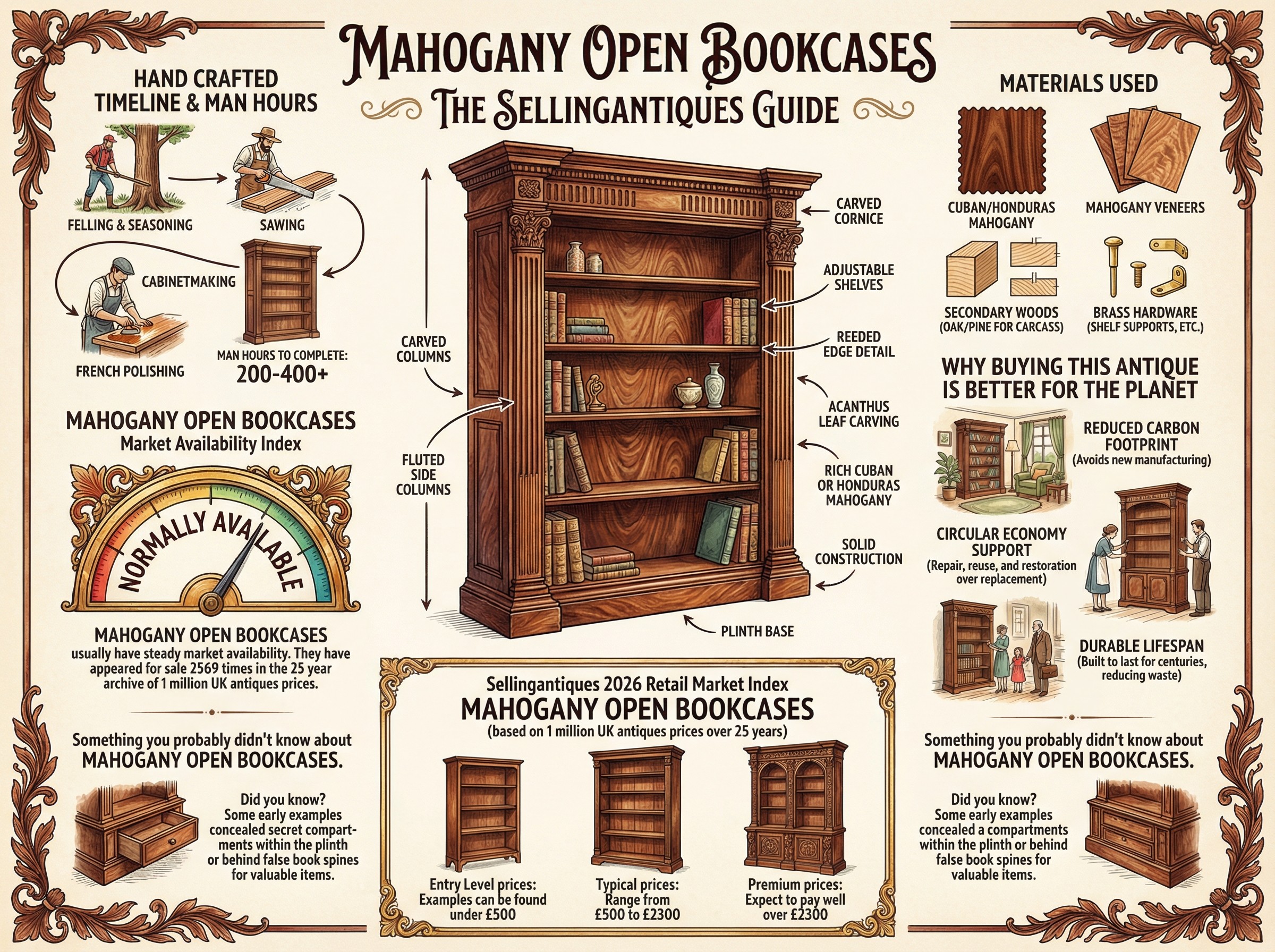Mahogany Open Bookcases Guide Infographic