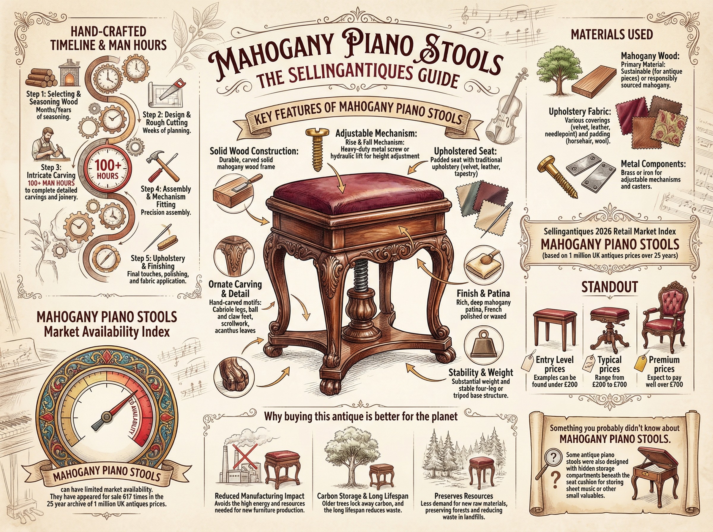 Mahogany Piano Stools Guide Infographic