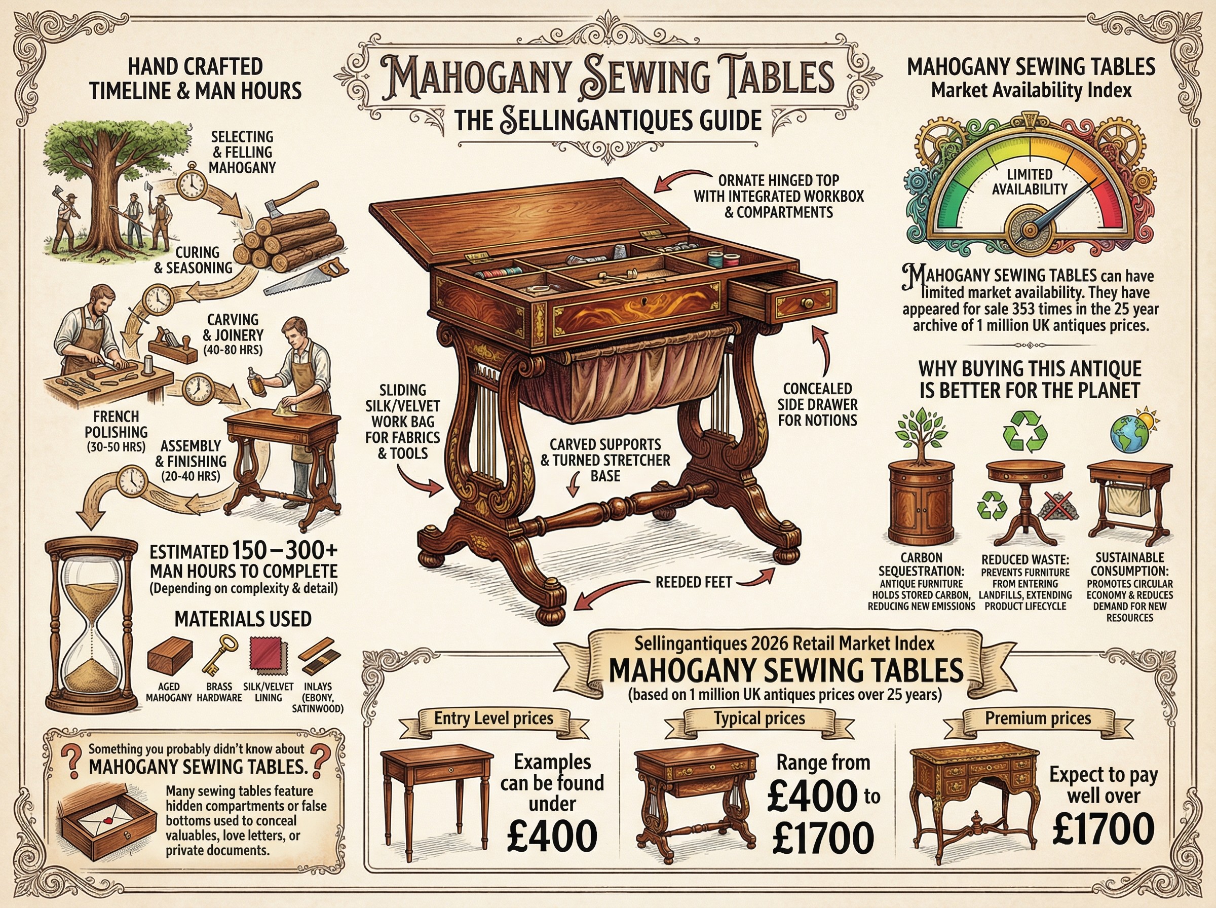 Mahogany Sewing Tables Guide Infographic
