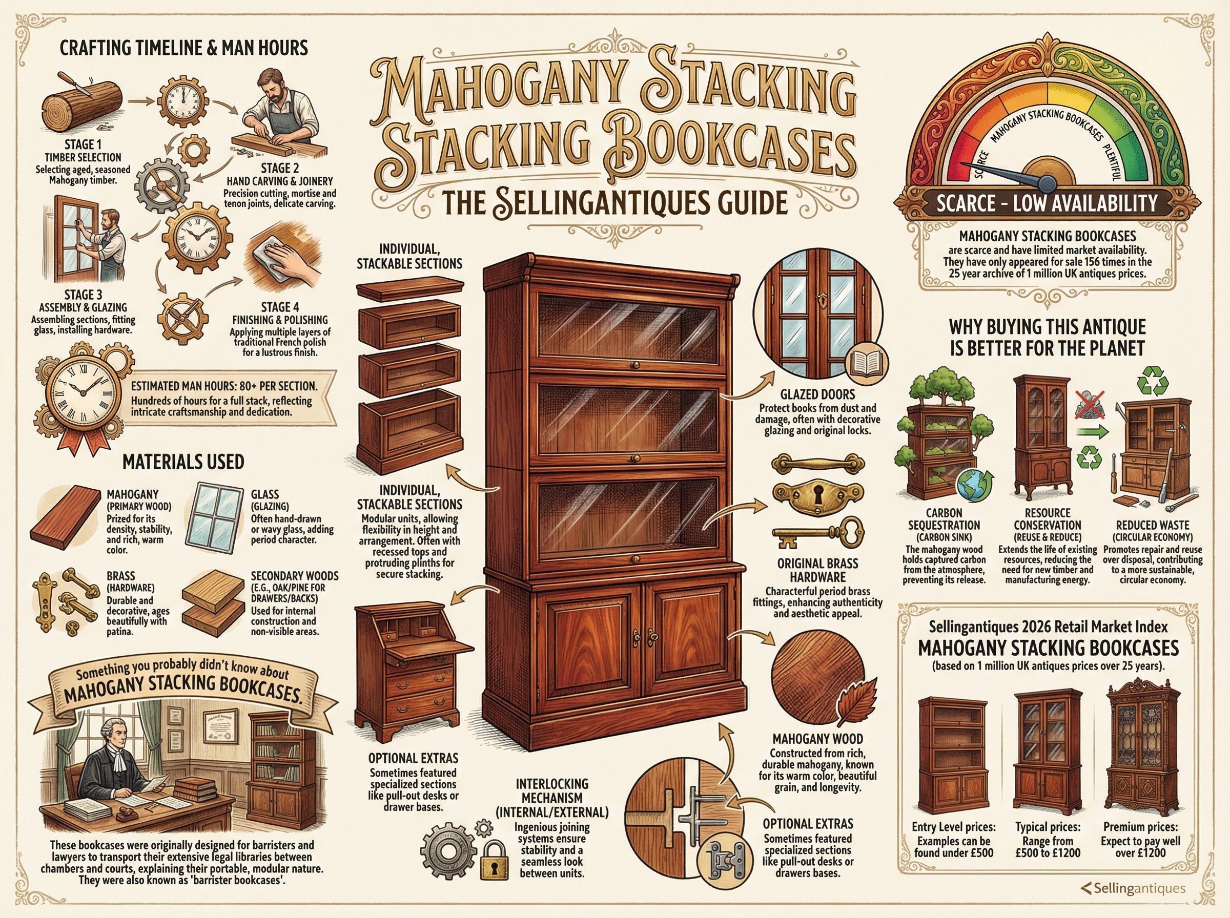 Mahogany Stacking Bookcases Guide Infographic