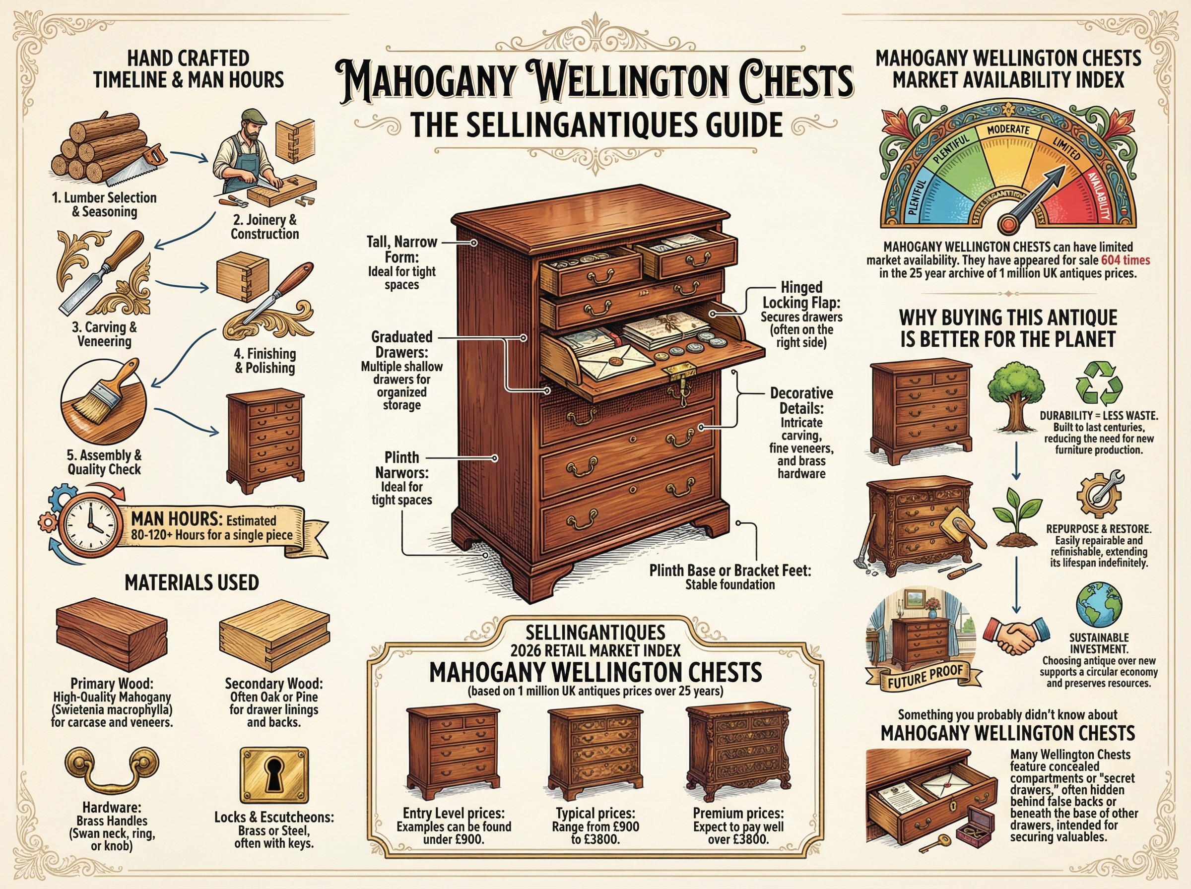 Mahogany Wellington Chests Guide Infographic
