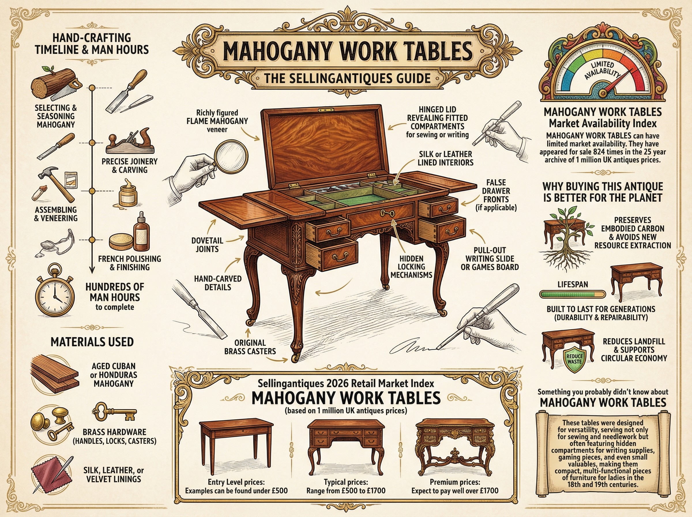 Mahogany Work Tables Guide Infographic