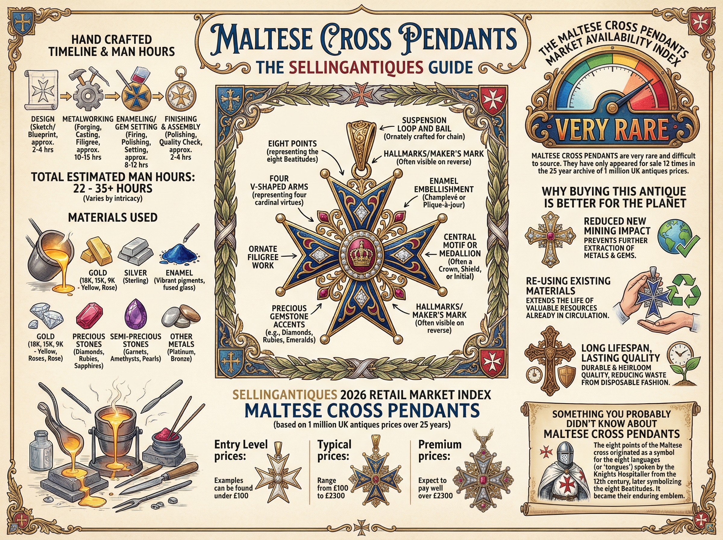 Maltese Cross Pendants Guide Infographic