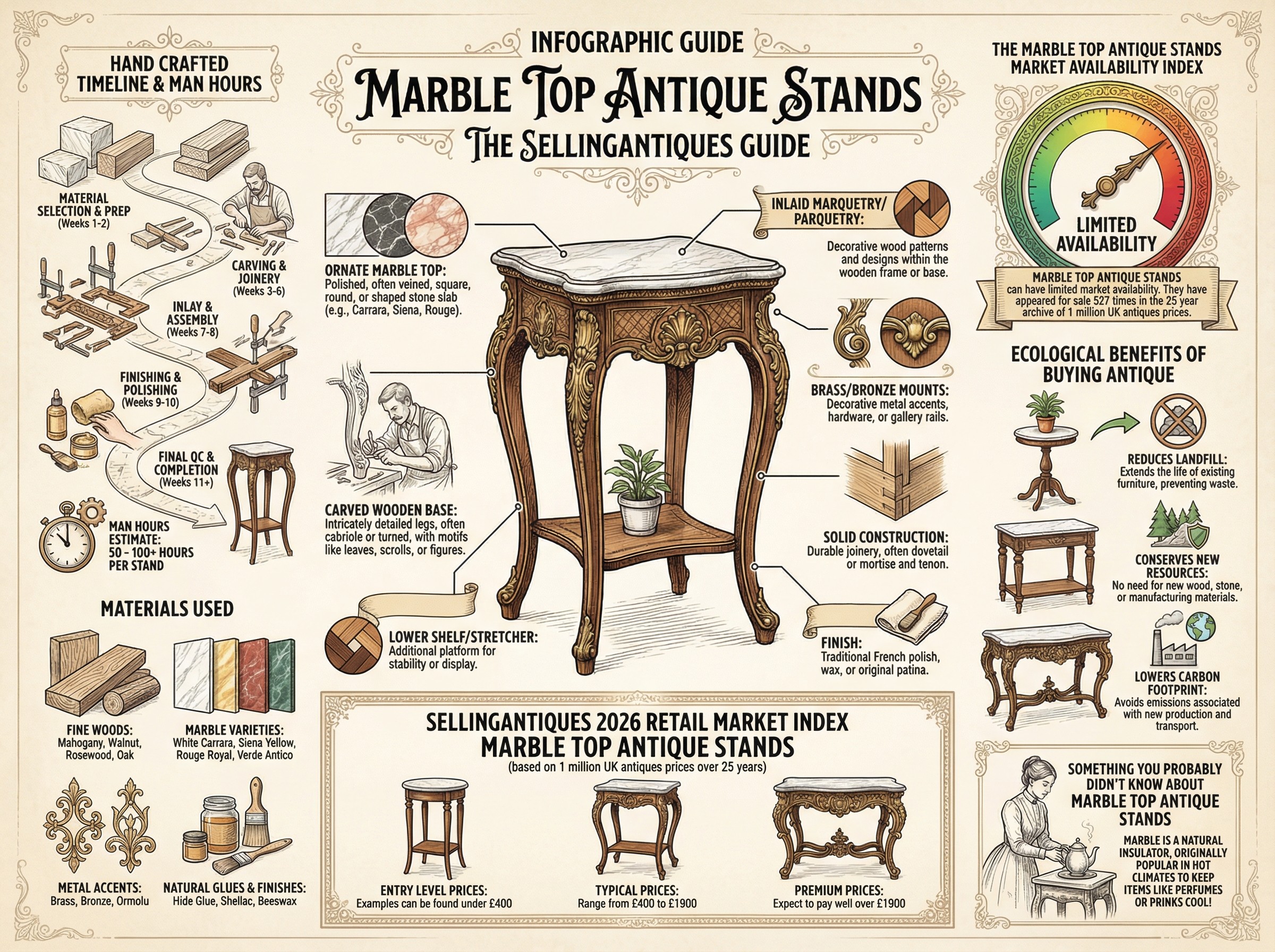 Marble Top Antique Stands Guide Infographic