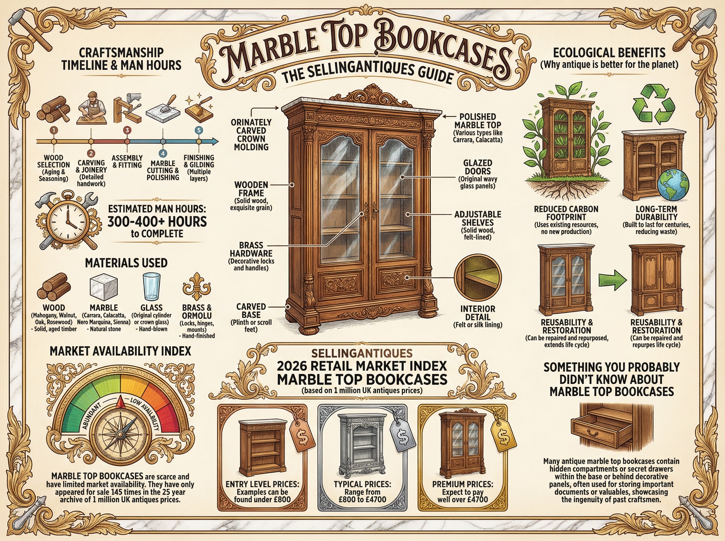 Marble Top Bookcases Guide Infographic