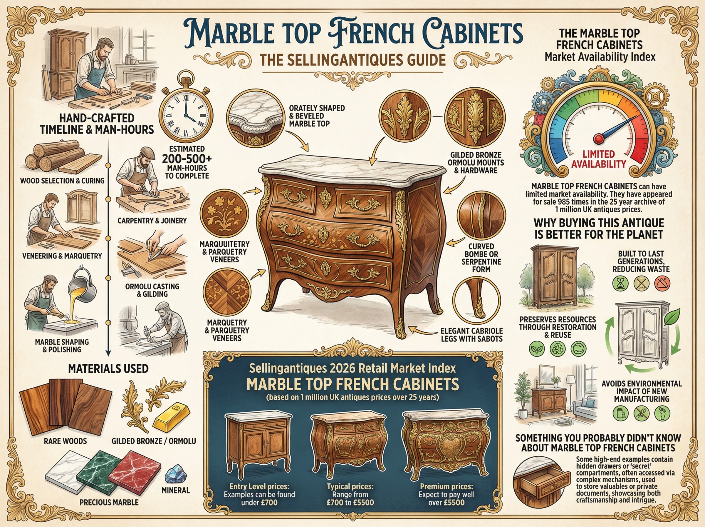 Marble Top French Cabinets Guide Infographic