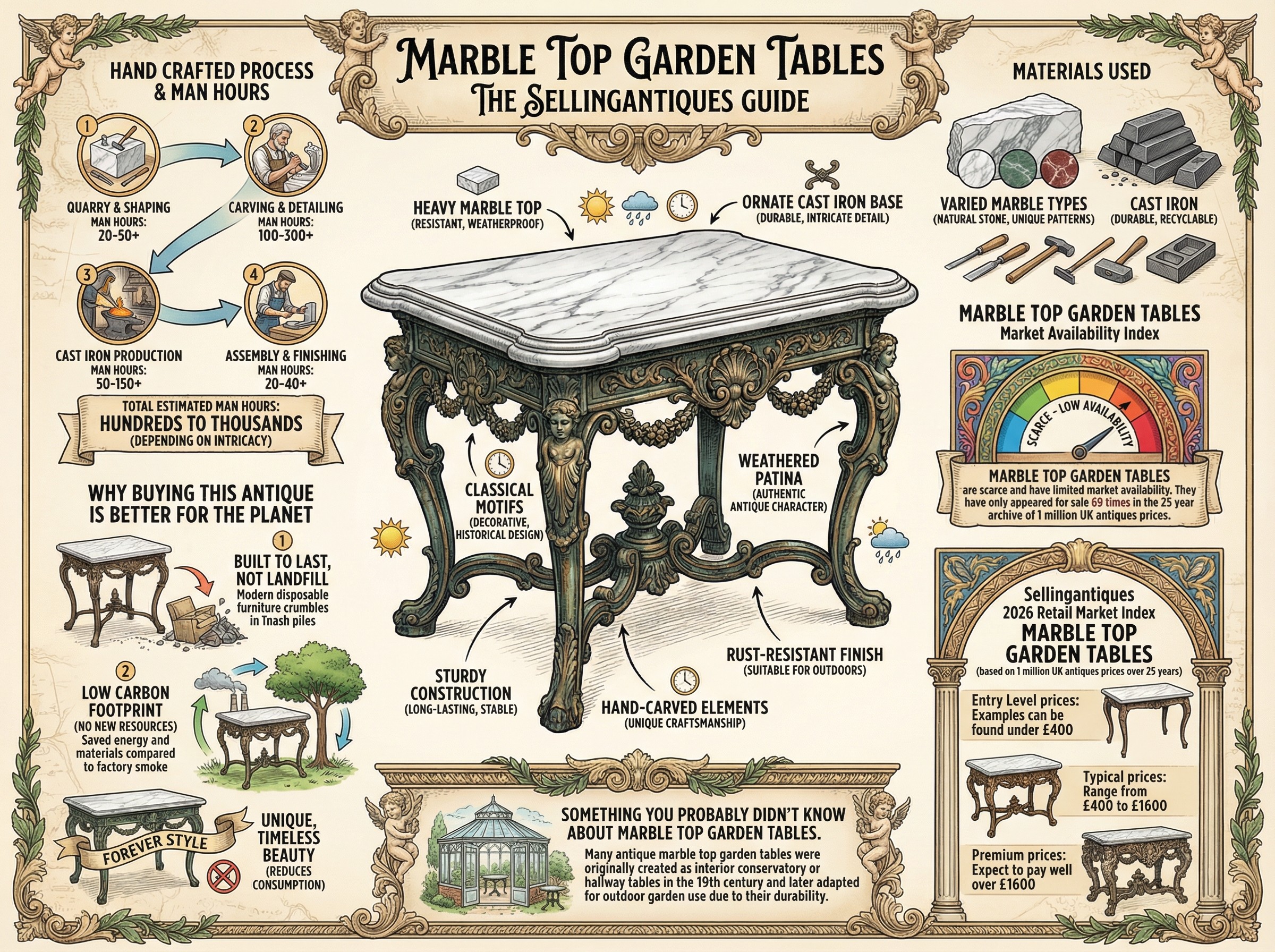 Marble Top Garden Tables Guide Infographic