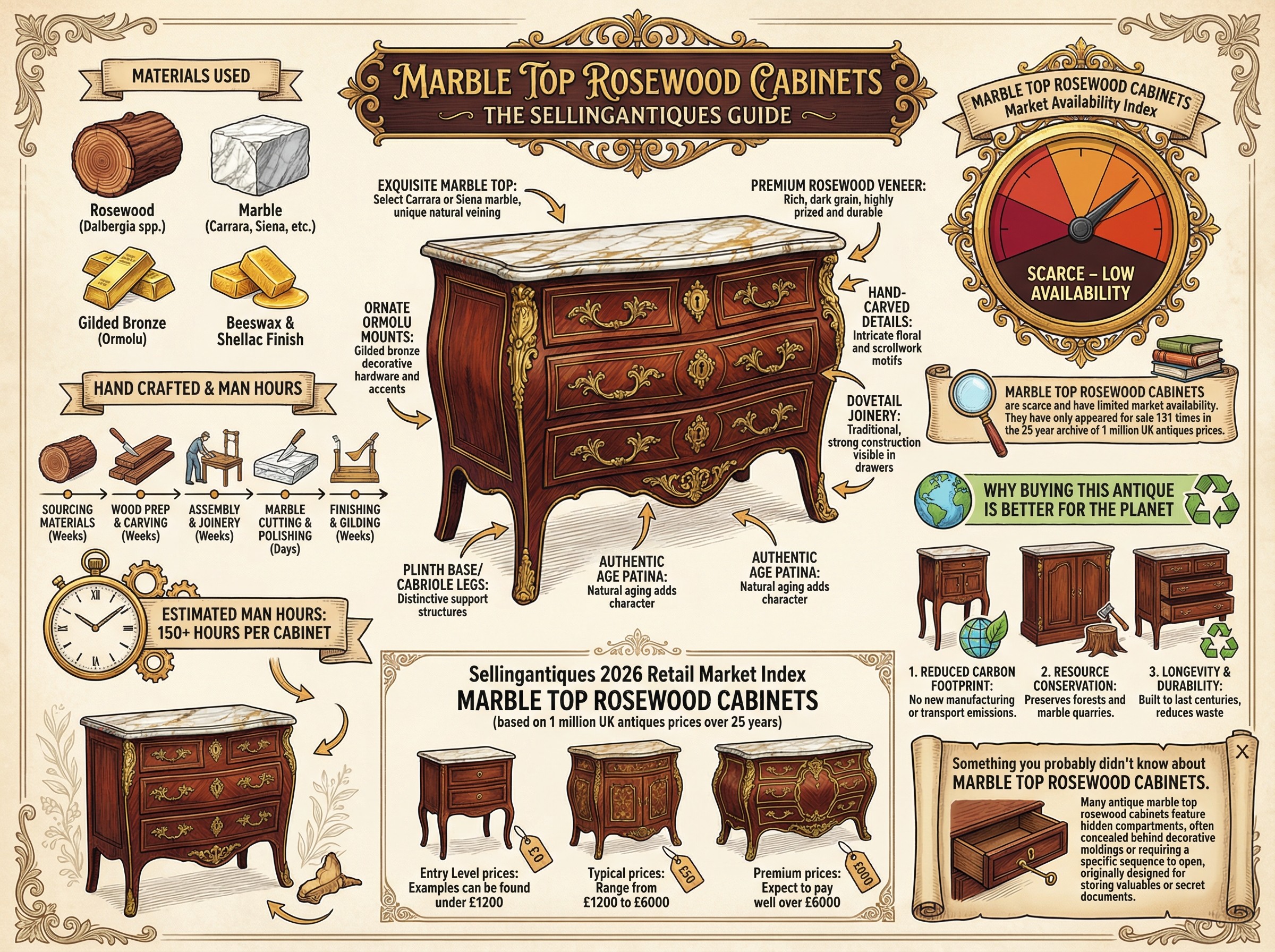 Marble Top Rosewood Cabinets Guide Infographic