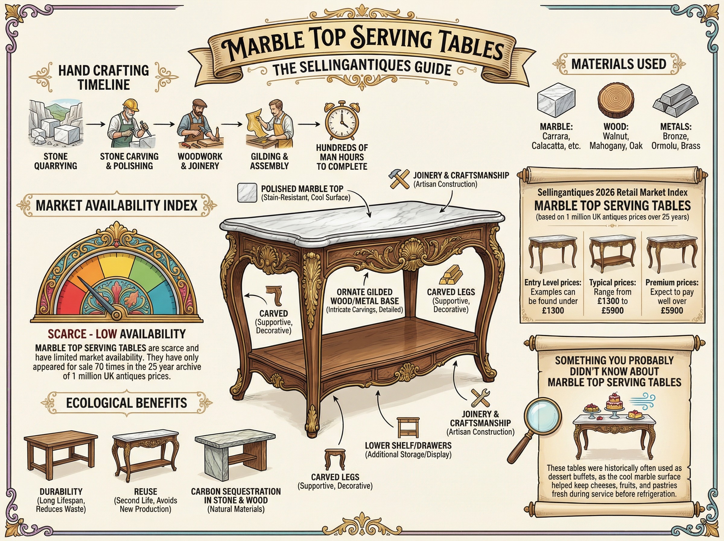 Marble Top Serving Tables Guide Infographic