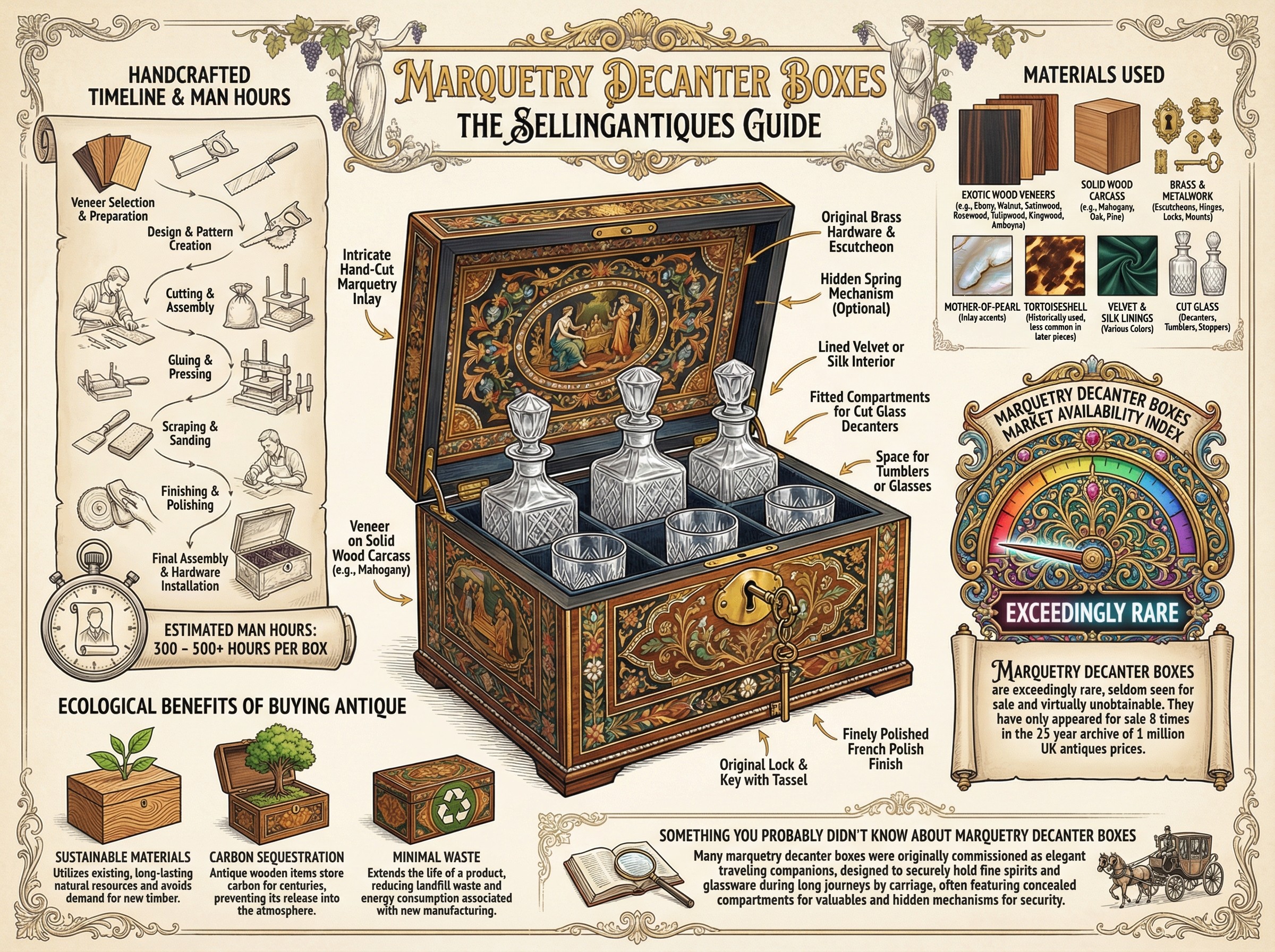 Marquetry Decanter Boxes Guide Infographic